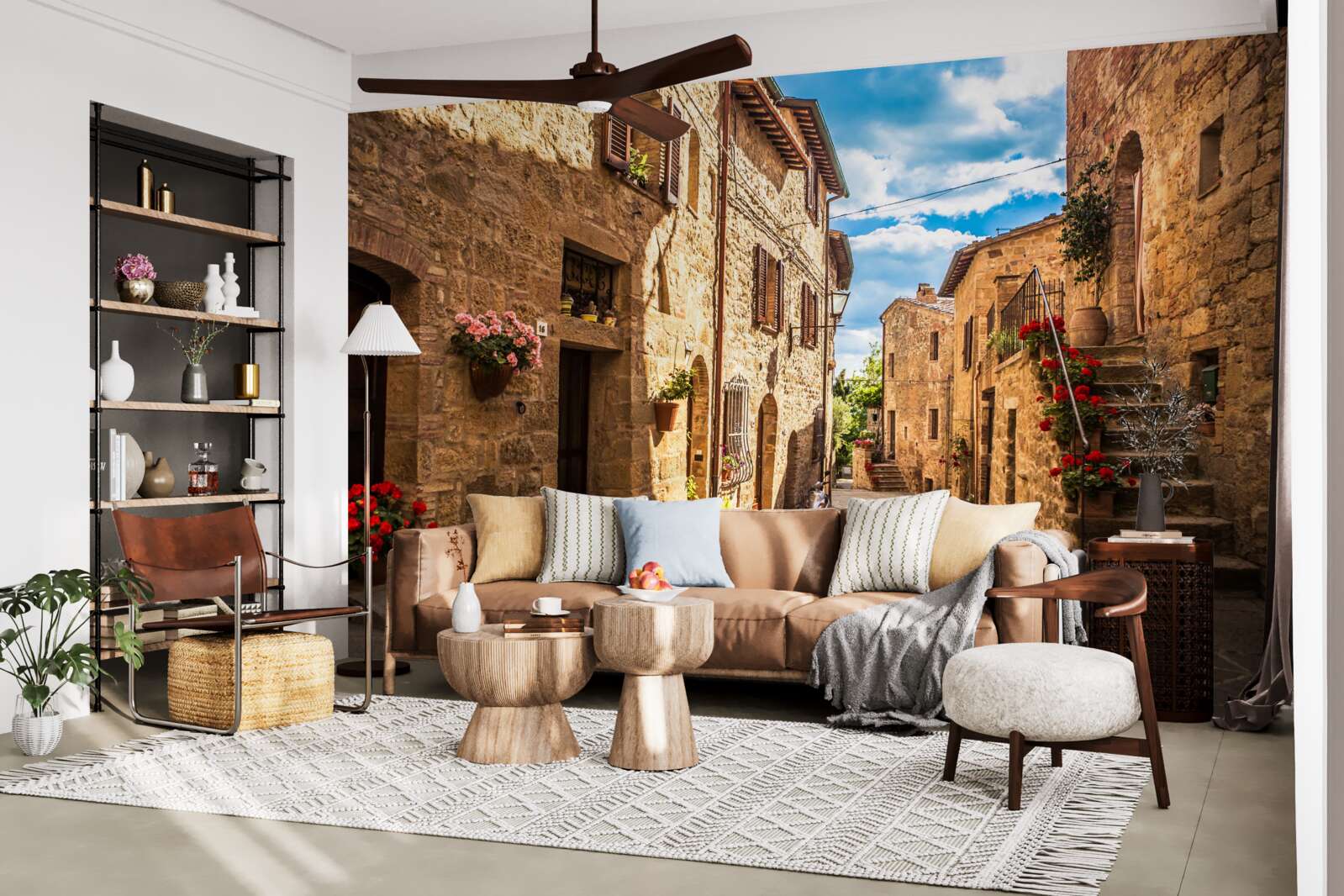 Fotobehang Toscaanse straat op een heldere zomerdag