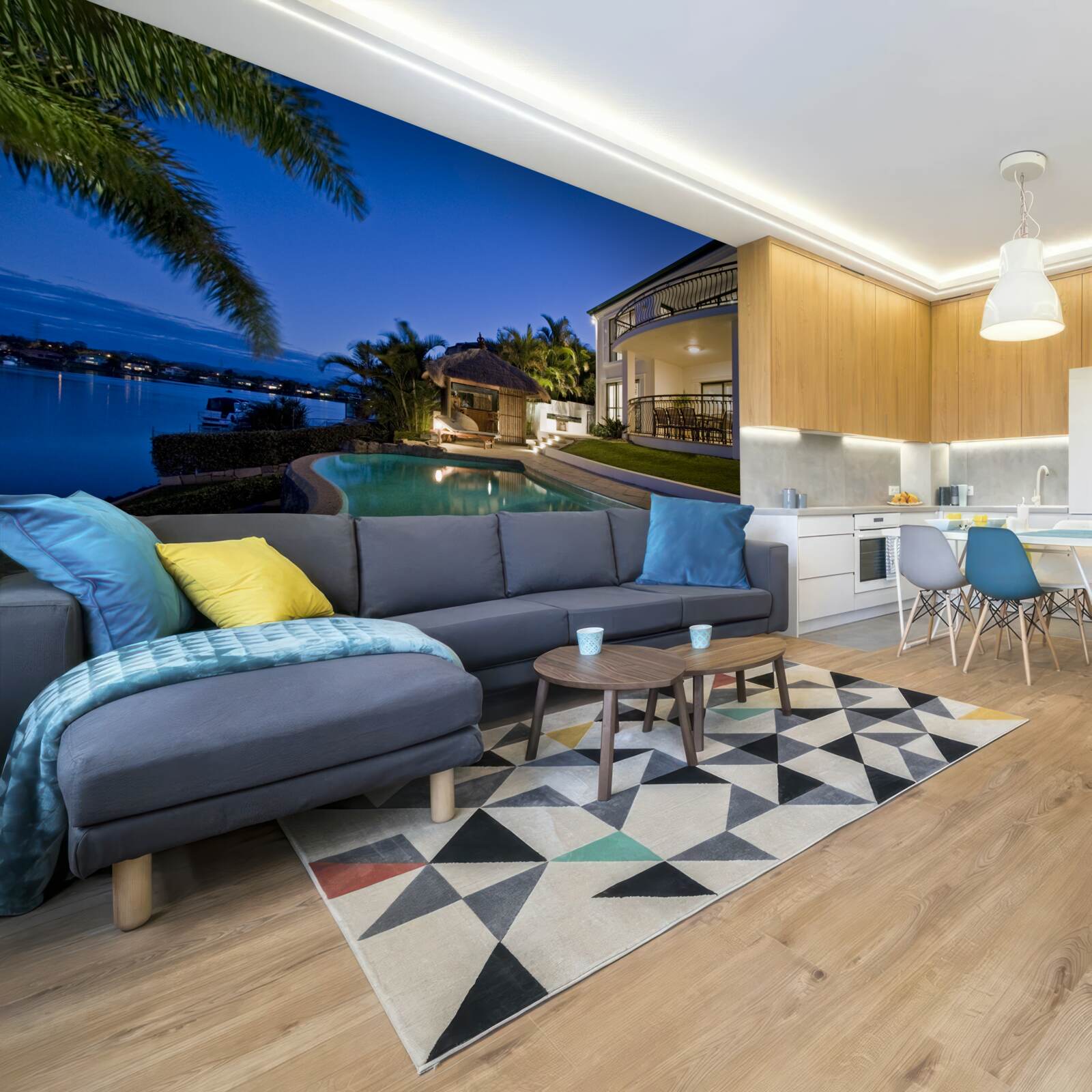 Fotobehang luxe zwembad naast de camping