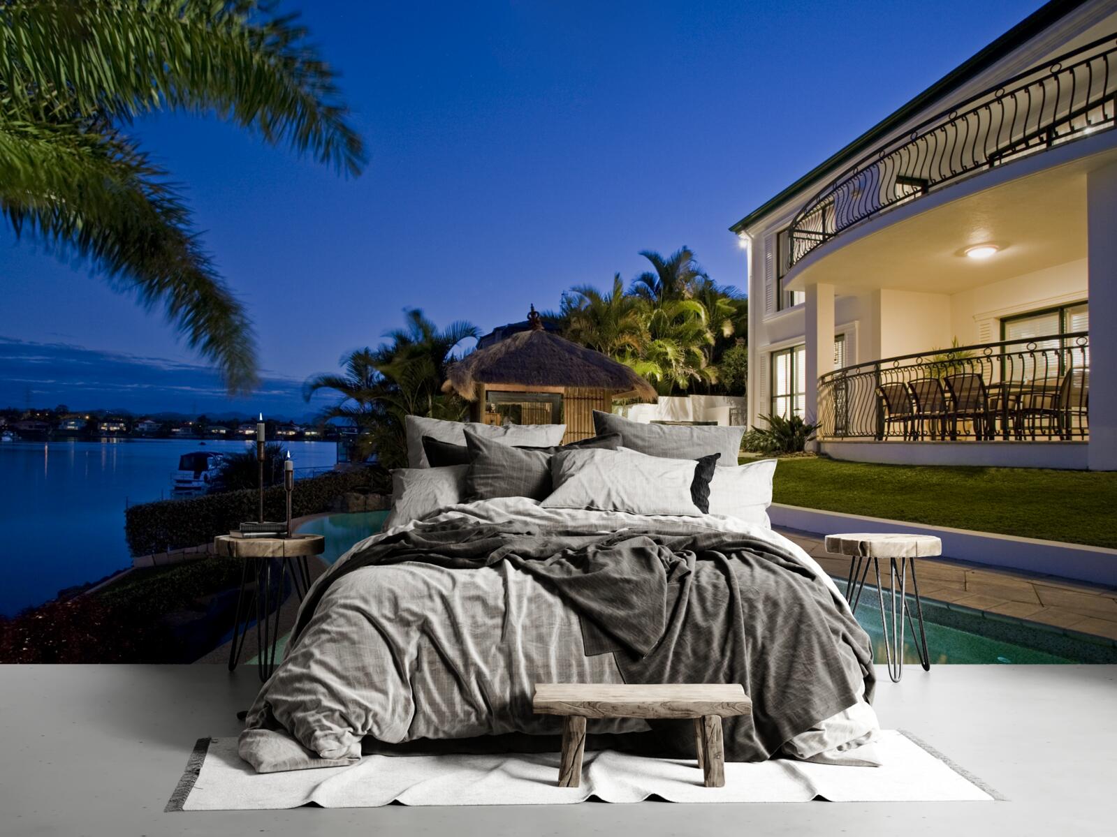 Fotobehang luxe zwembad naast de camping