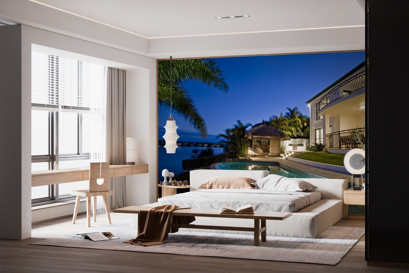 Fotobehang luxe zwembad naast de camping