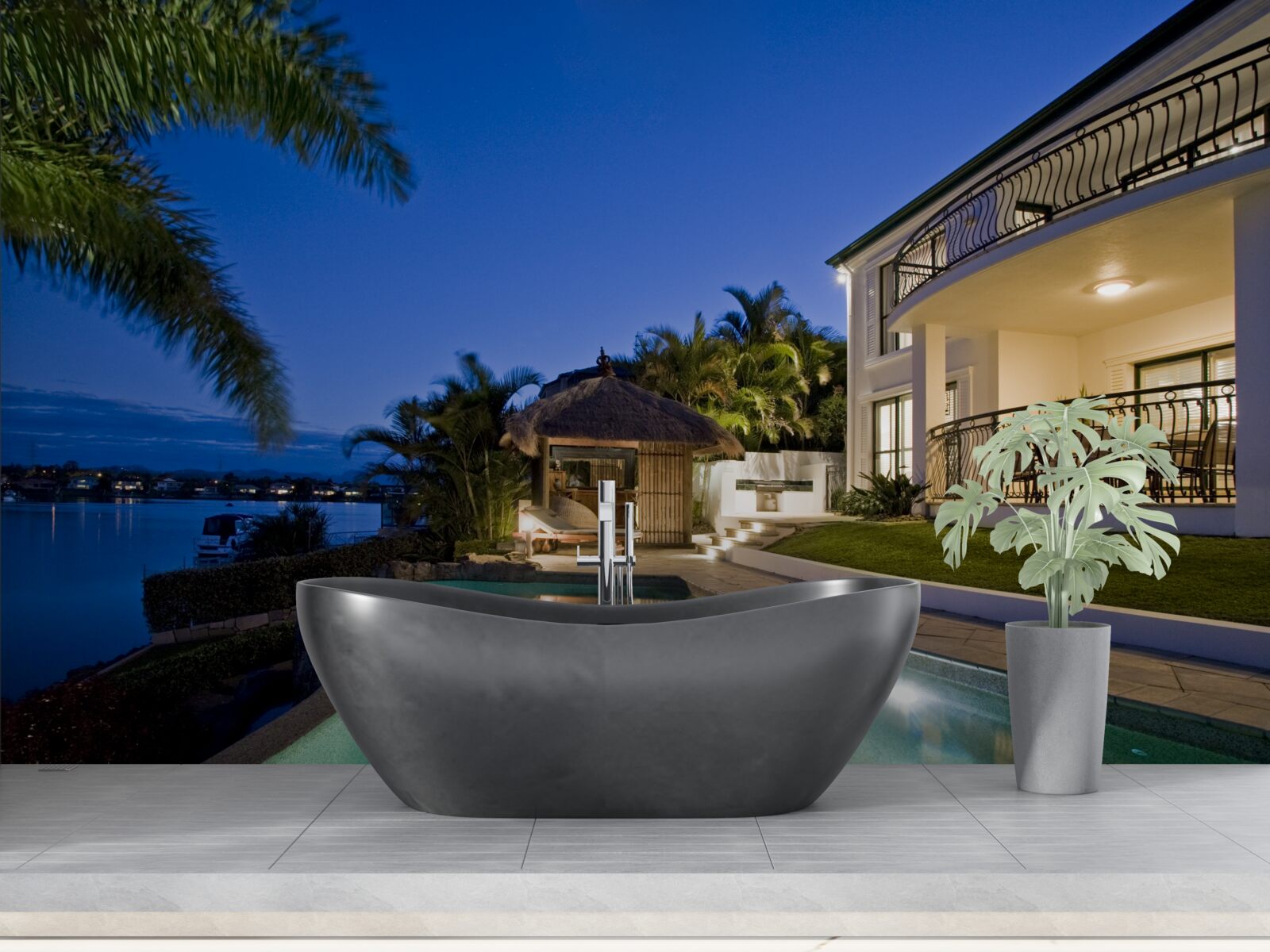 Fotobehang luxe zwembad naast de camping