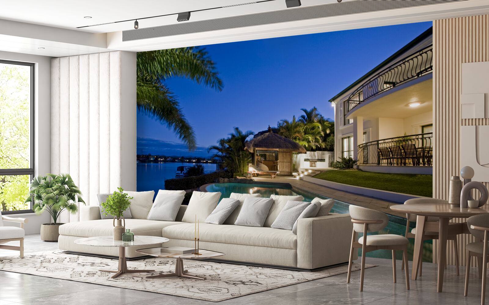 Fotobehang luxe zwembad naast de camping