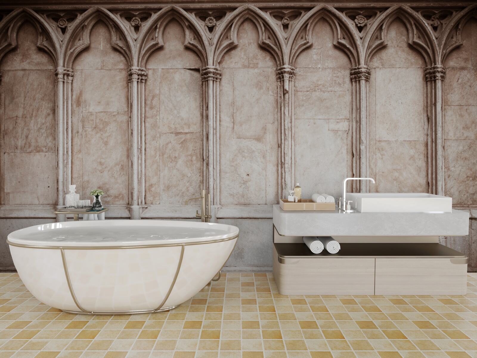 Fotobehang stenen bogen in gotische stijl