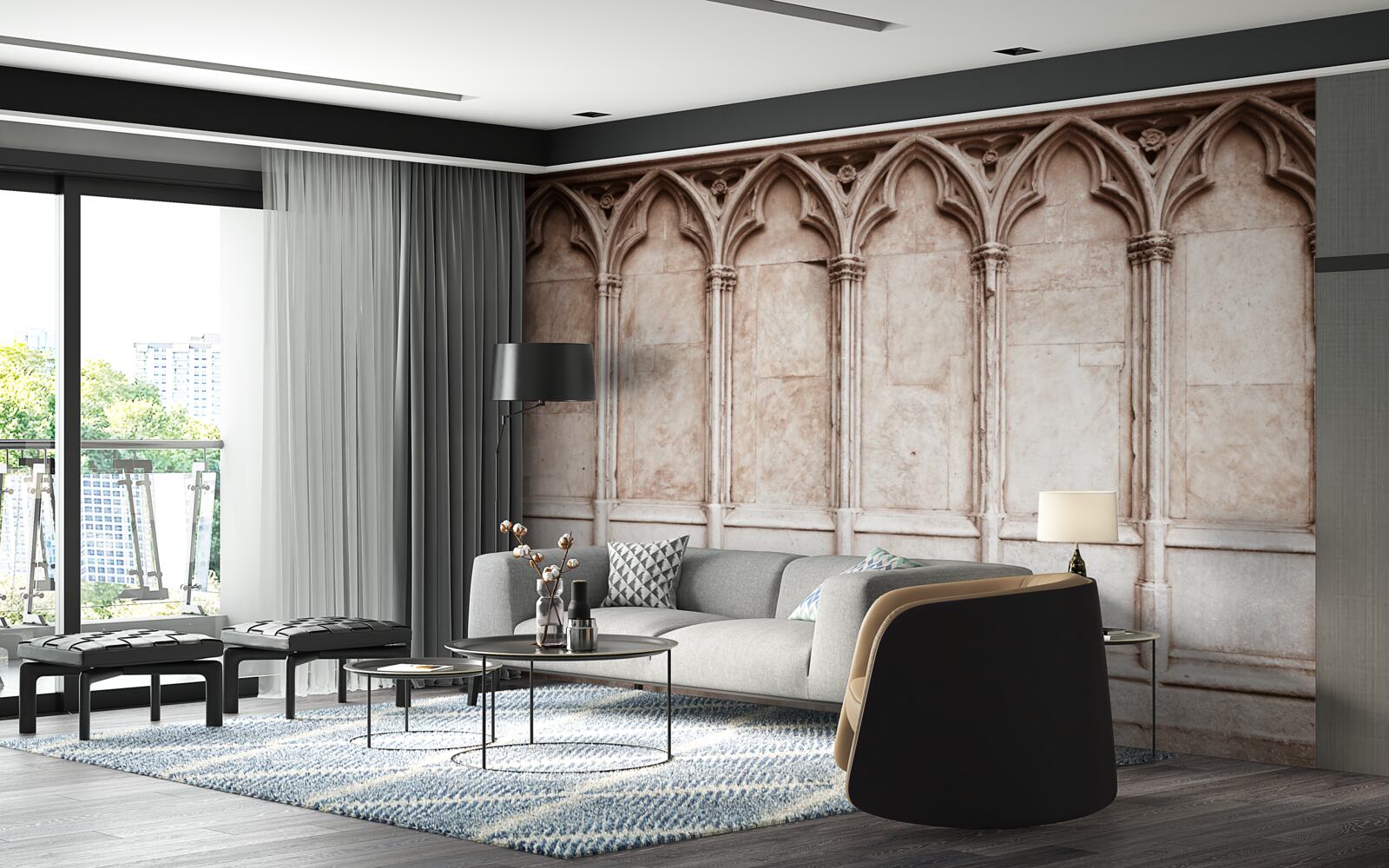 Fotobehang stenen bogen in gotische stijl