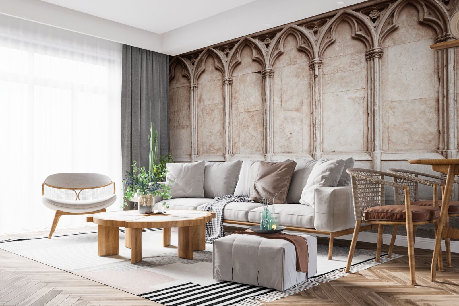 Fotobehang stenen bogen in gotische stijl