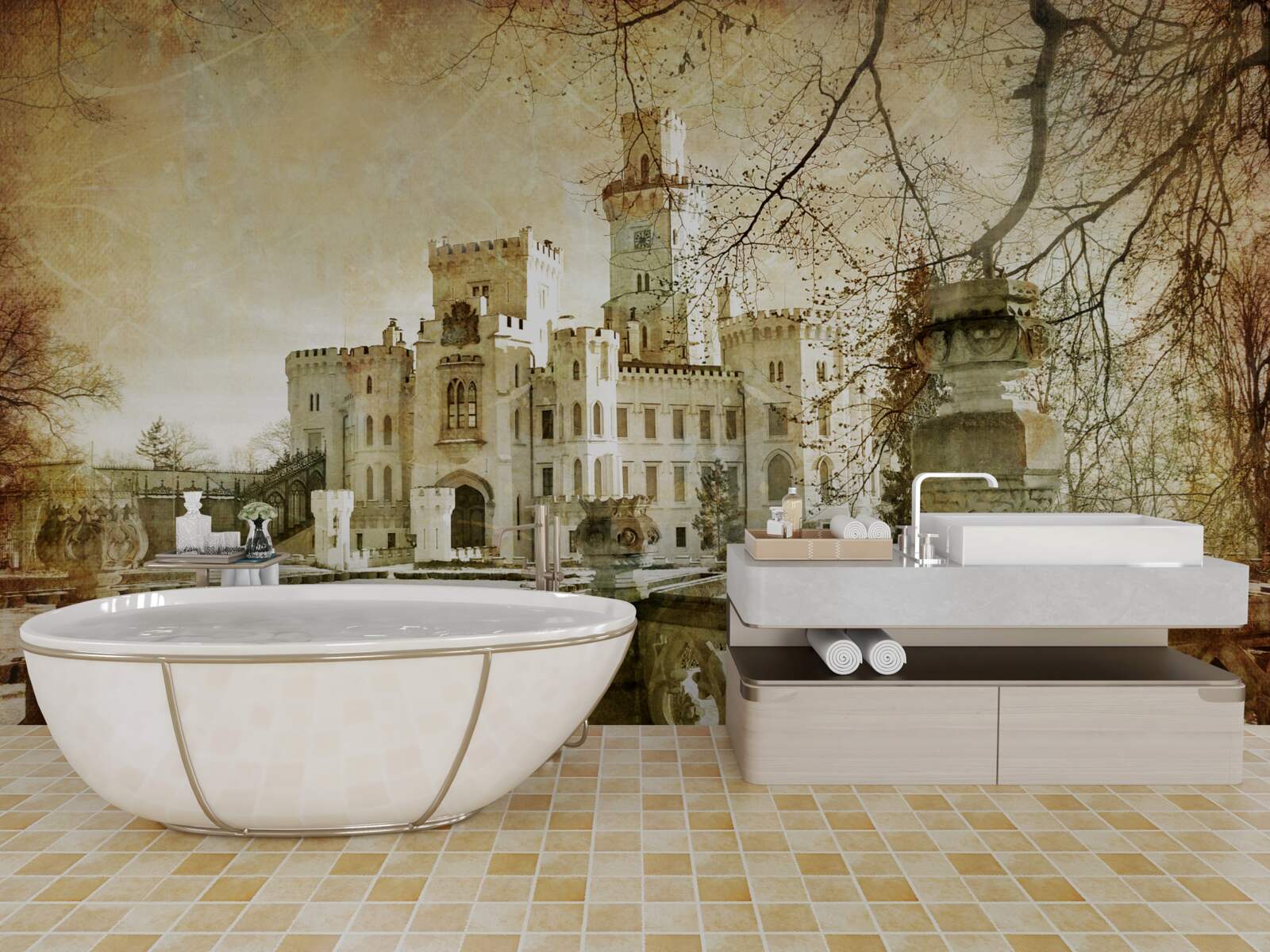 Fotobehang het kasteel gedenken