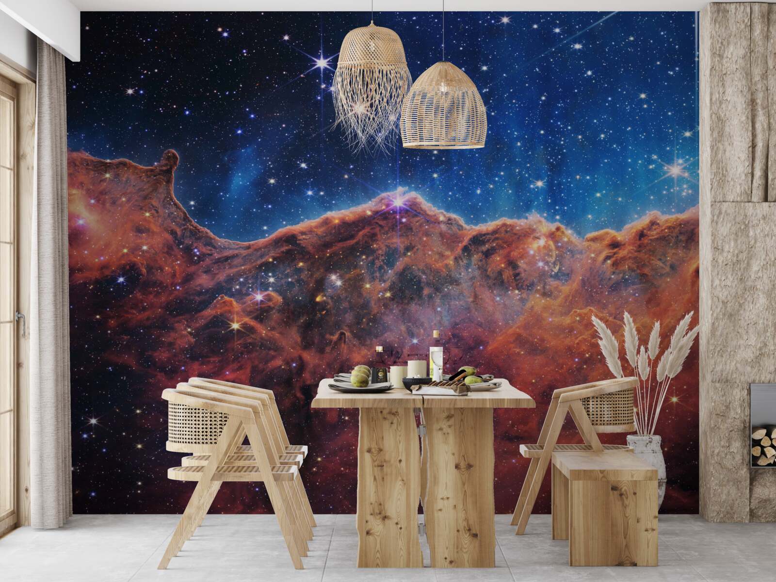 Fotobehang kosmische wolken met sterren