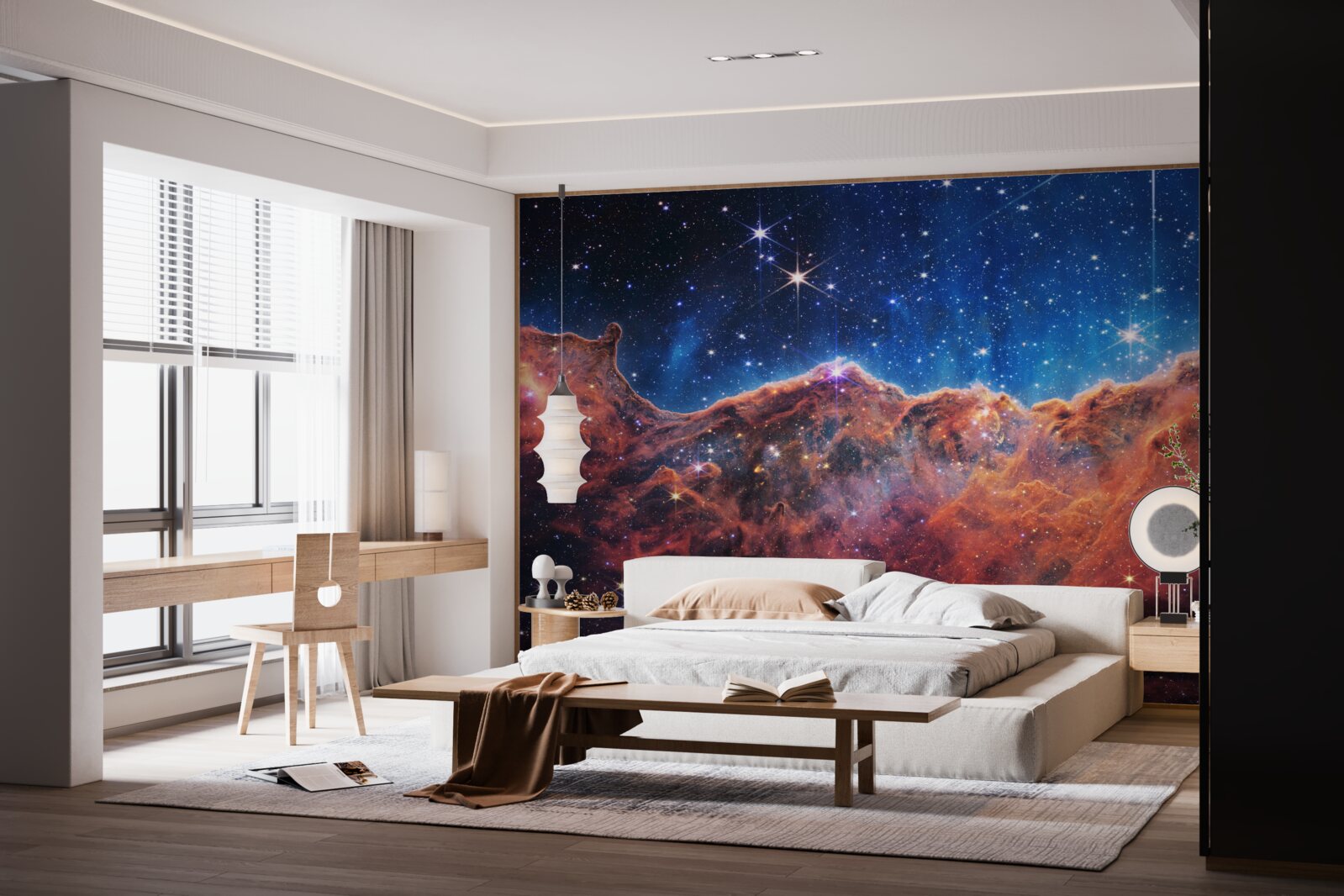 Fotobehang kosmische wolken met sterren