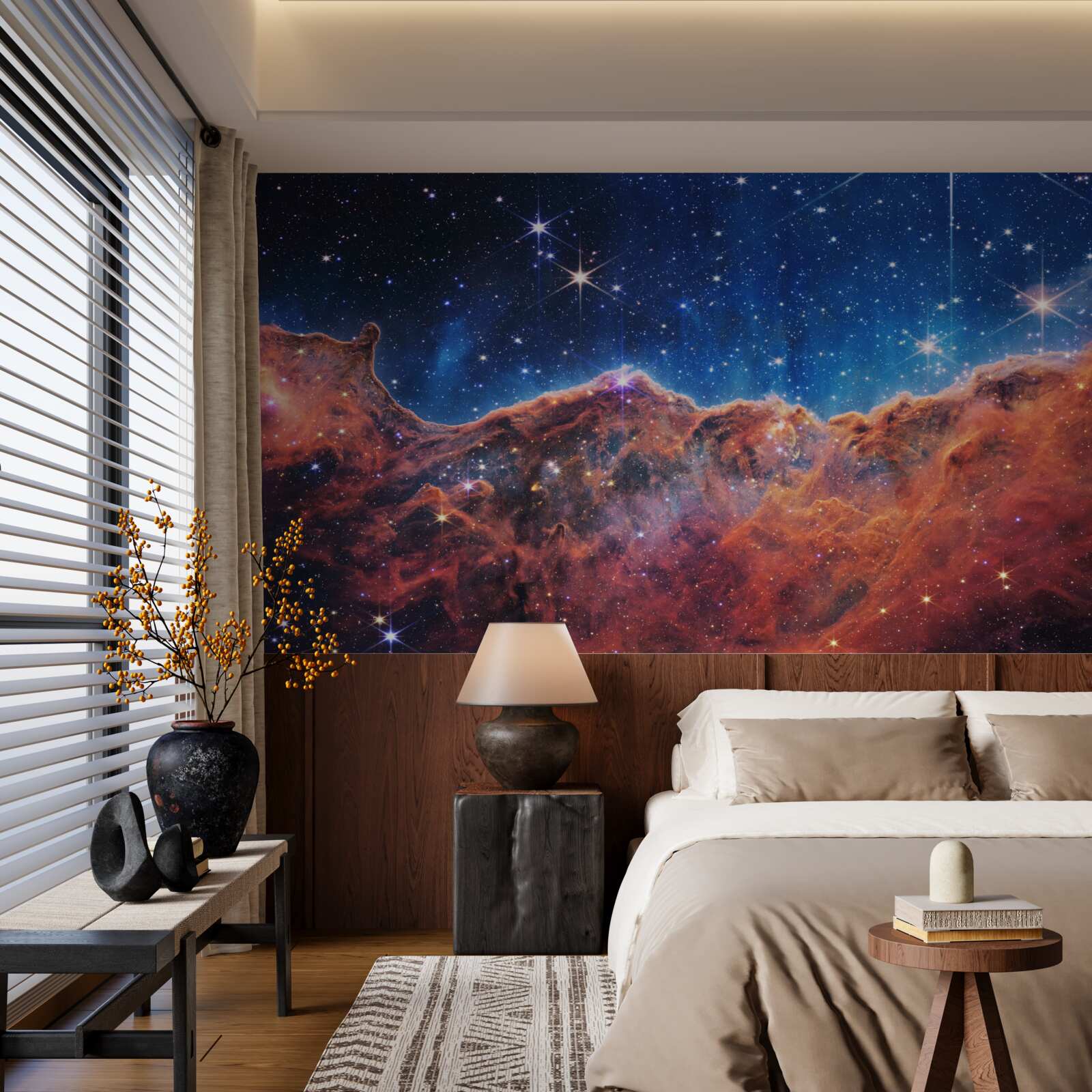 Fotobehang kosmische wolken met sterren