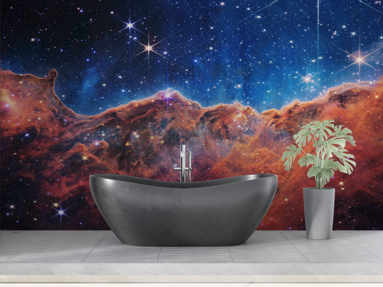 Fotobehang kosmische wolken met sterren