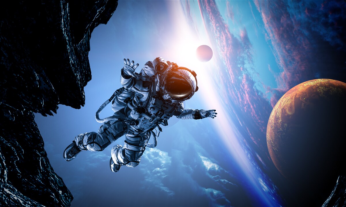 Fotobehang astronaut in het heelal