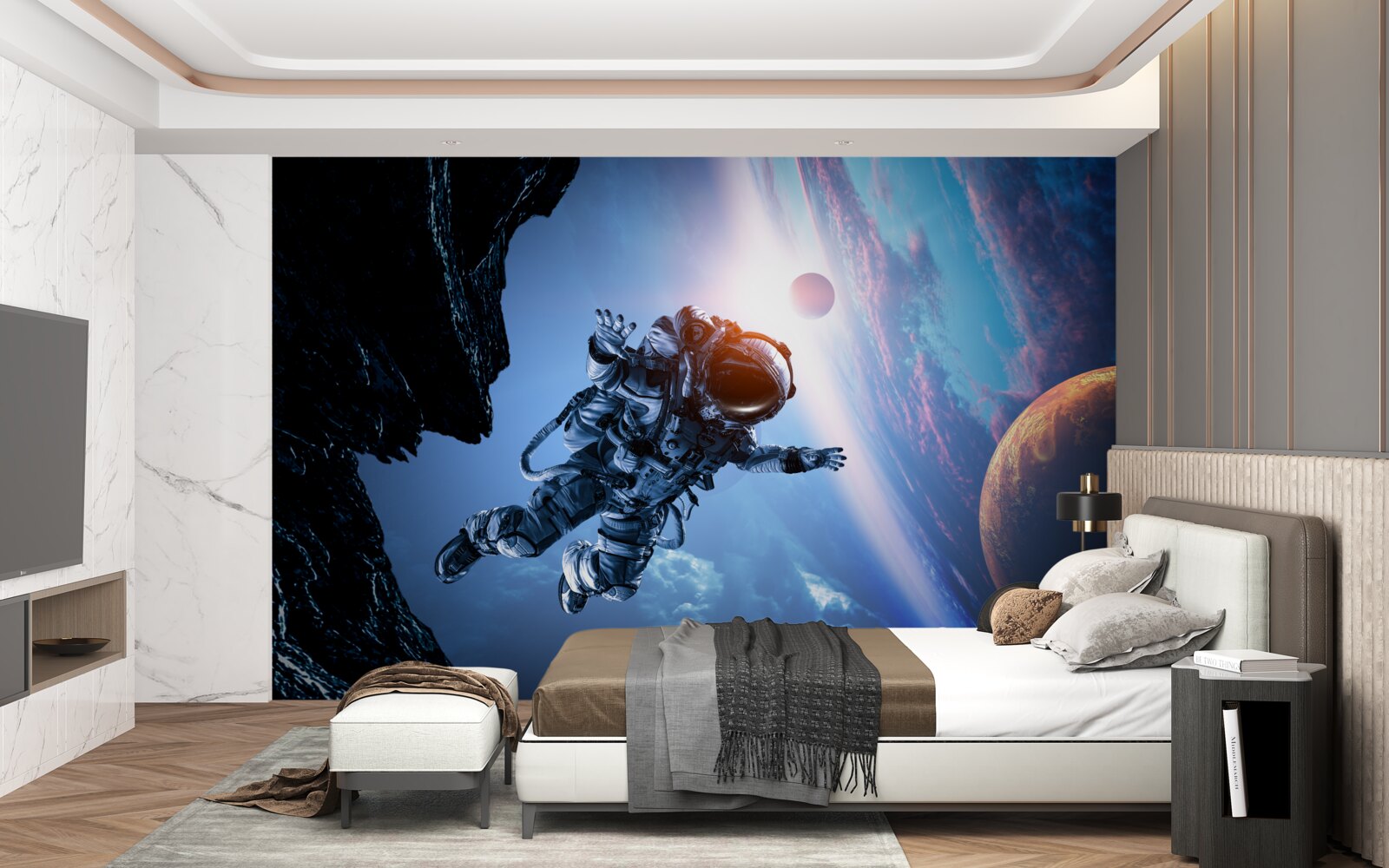 Fotobehang astronaut in het heelal