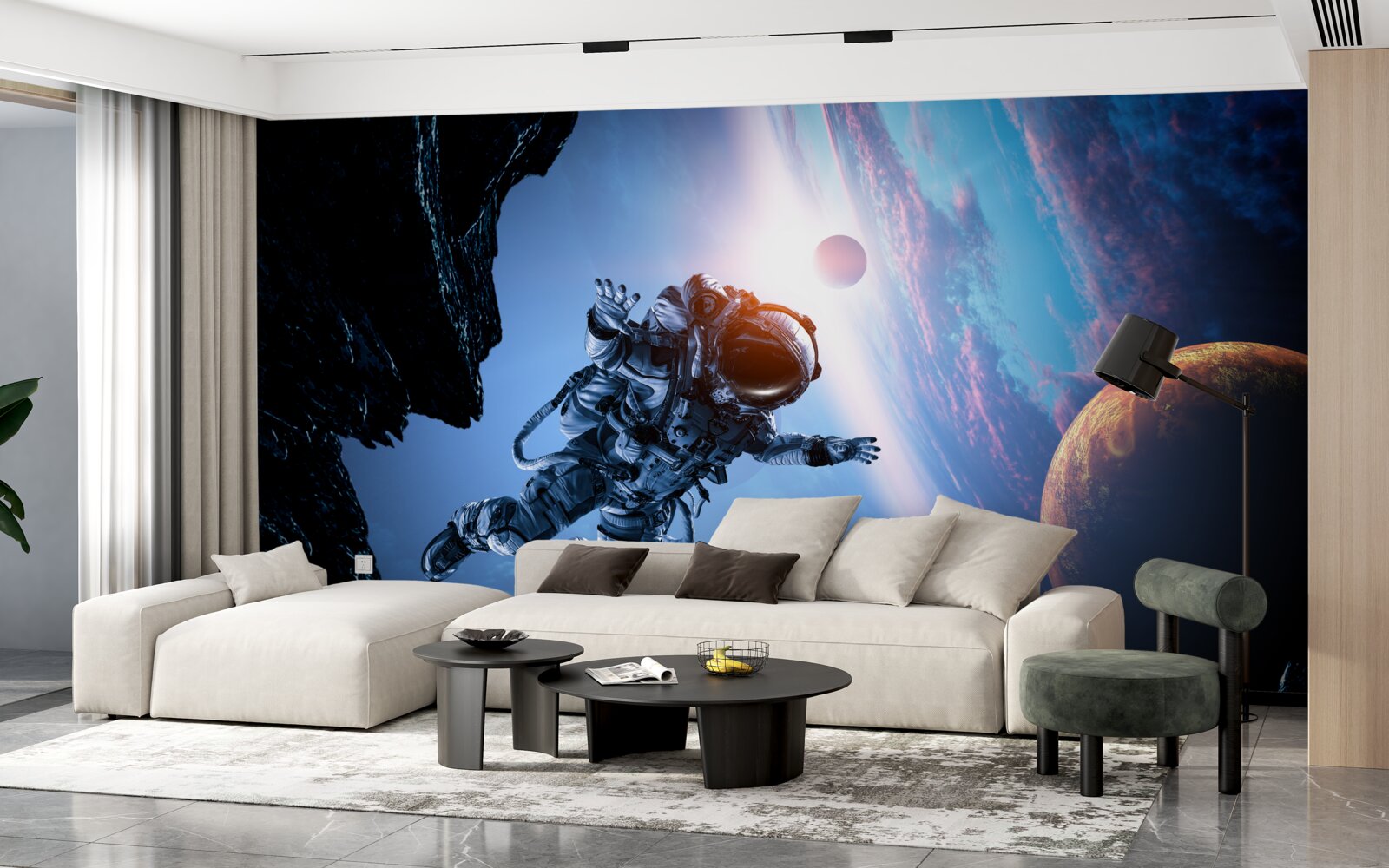 Fotobehang astronaut in het heelal