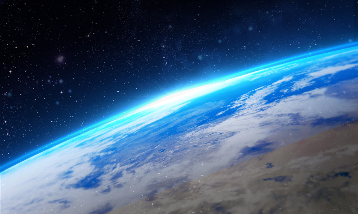 Fotobehang het aardoppervlak vanuit de ruimte