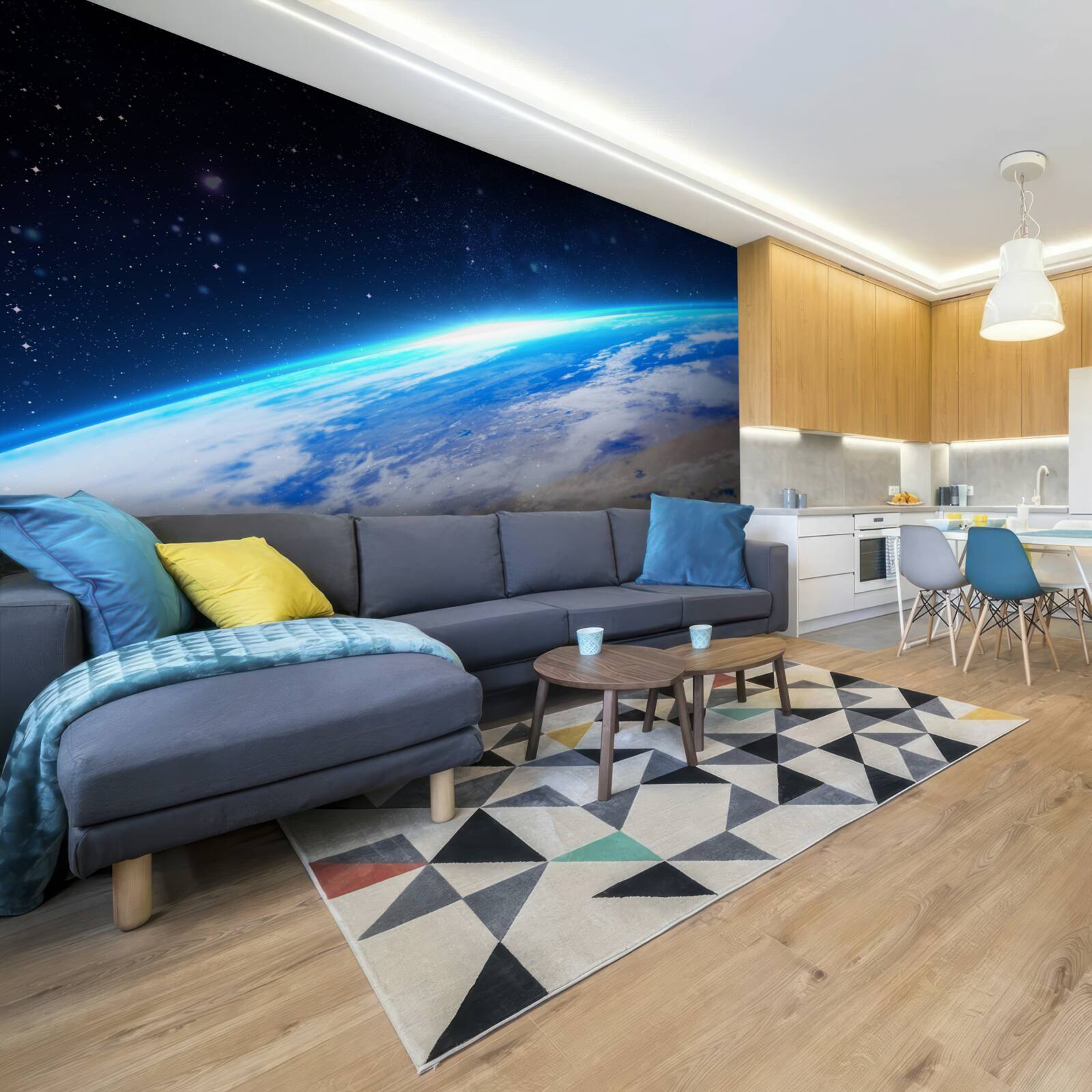 Fotobehang het aardoppervlak vanuit de ruimte