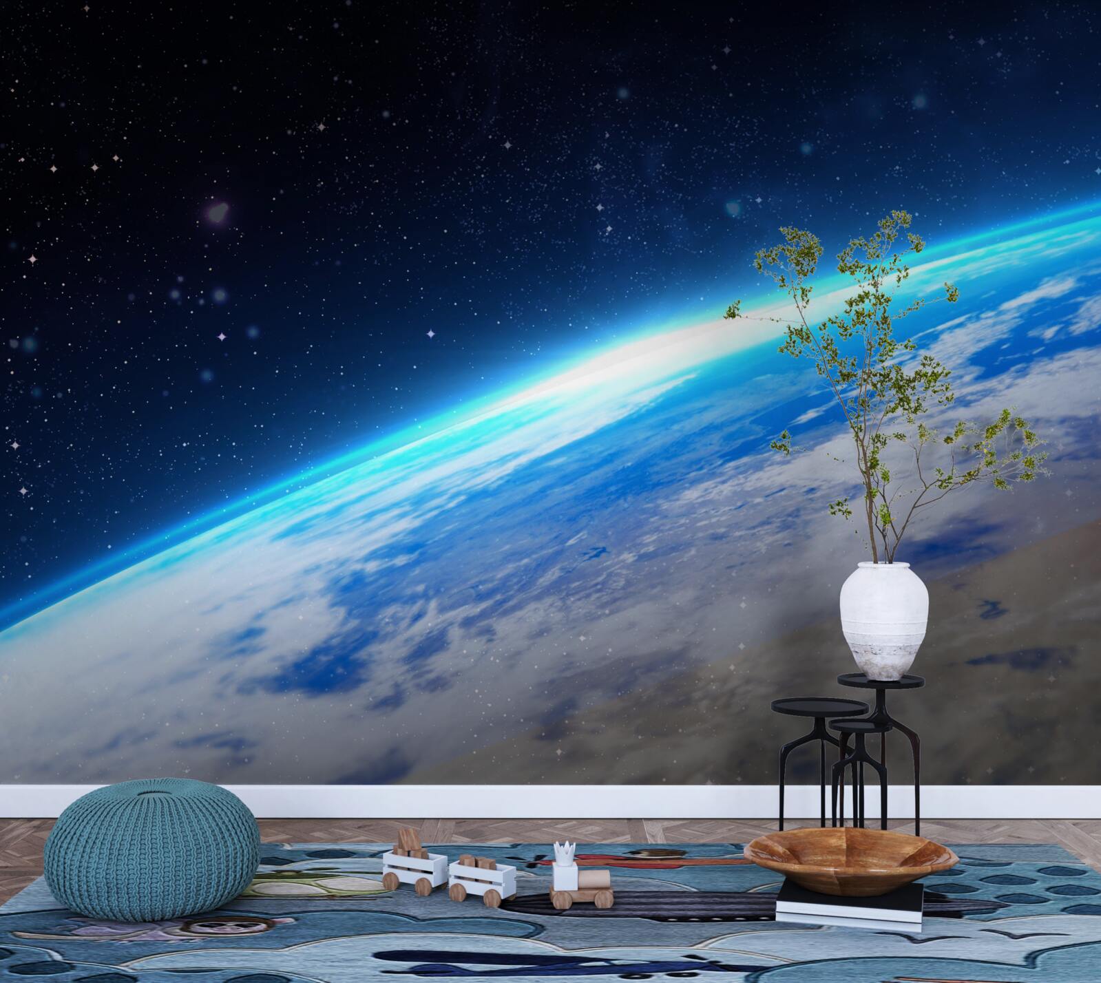 Fotobehang het aardoppervlak vanuit de ruimte