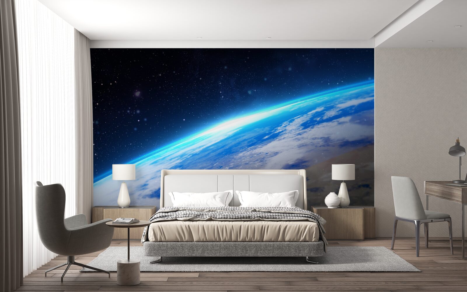 Fotobehang het aardoppervlak vanuit de ruimte