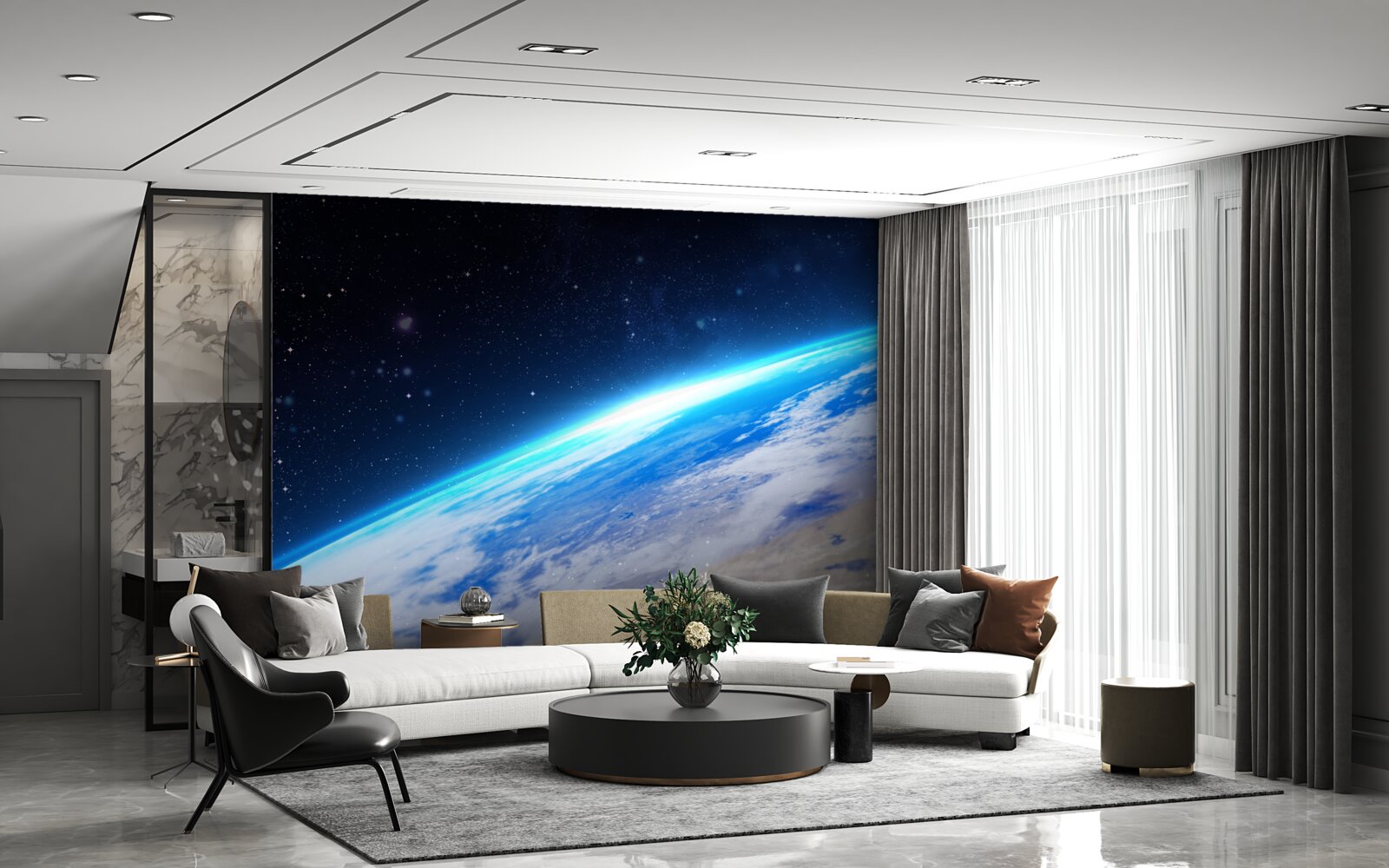 Fotobehang het aardoppervlak vanuit de ruimte