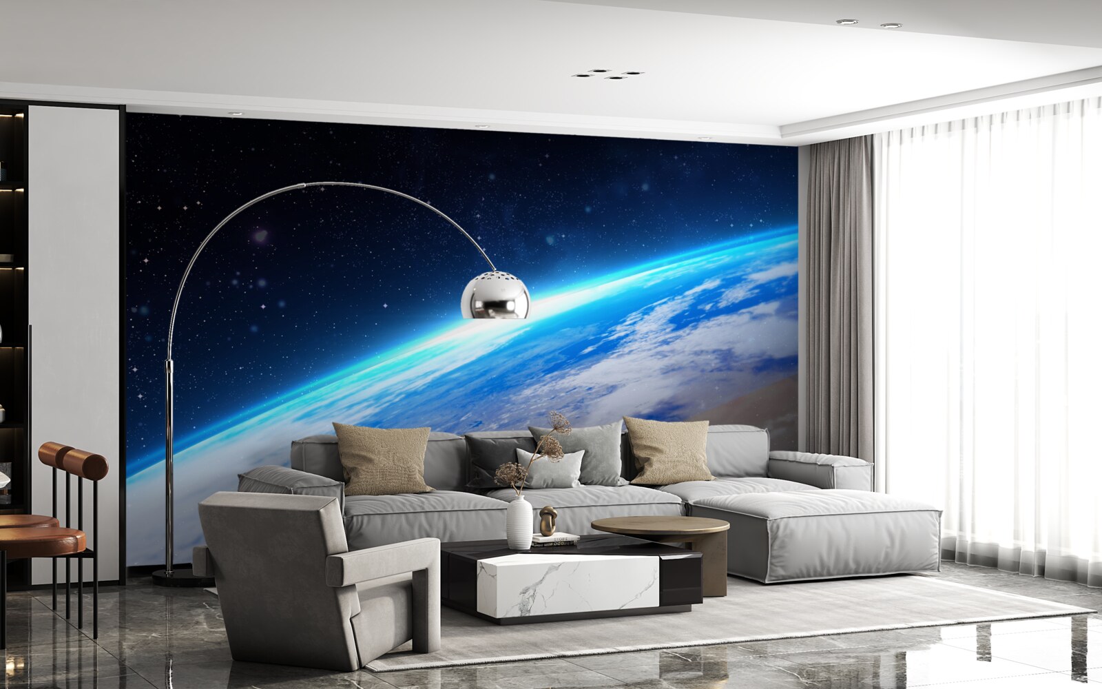 Fotobehang het aardoppervlak vanuit de ruimte