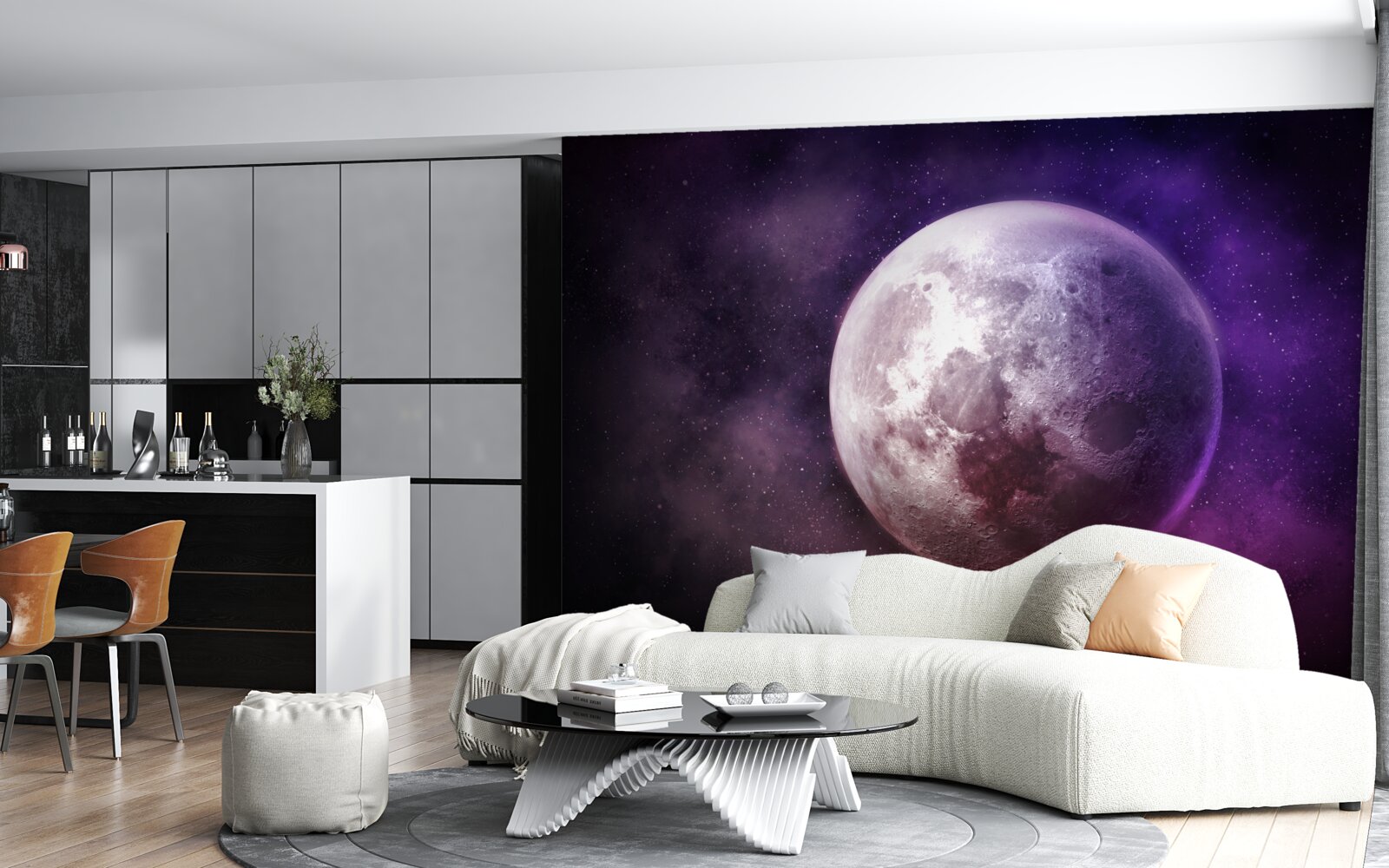 Fotobehang violette nuances van de maan