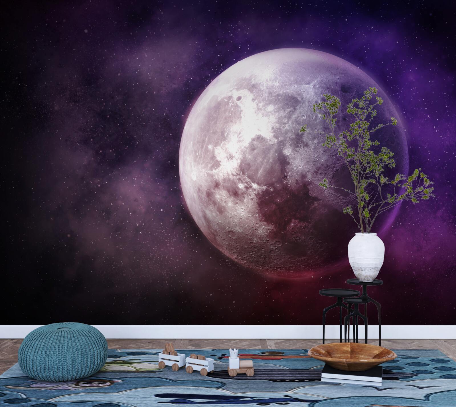 Fotobehang violette nuances van de maan
