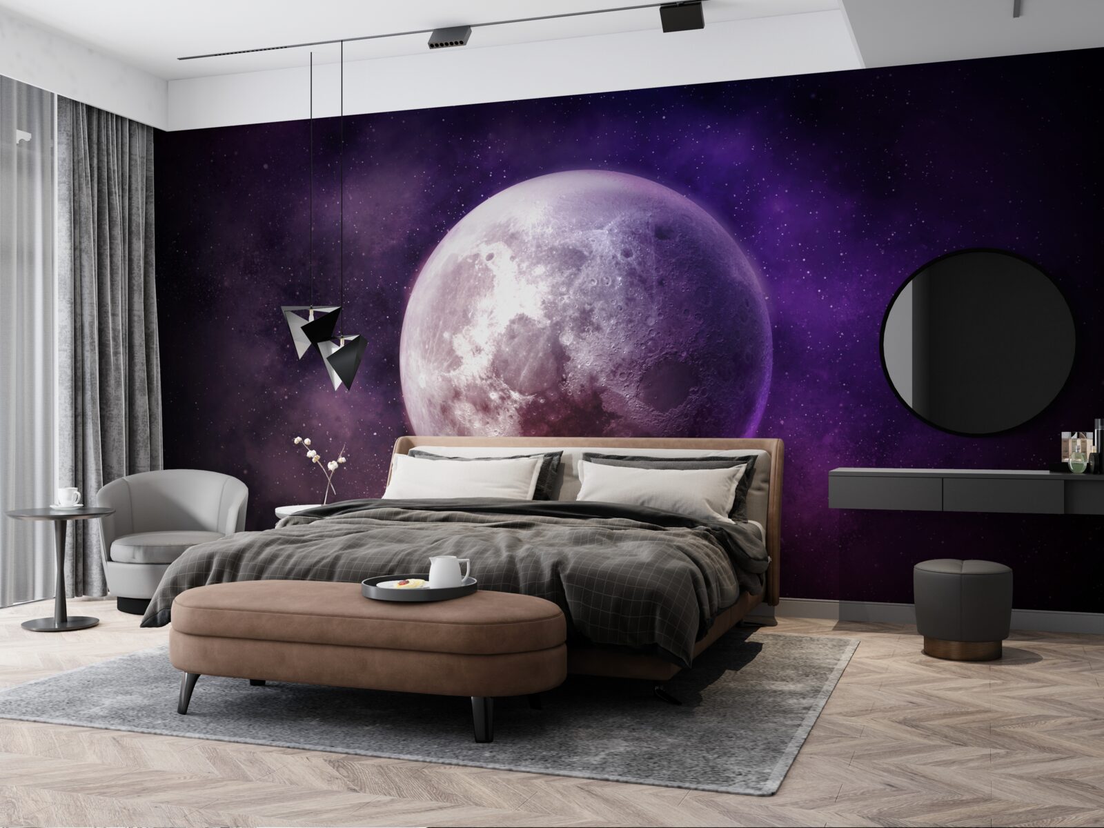 Fotobehang violette nuances van de maan