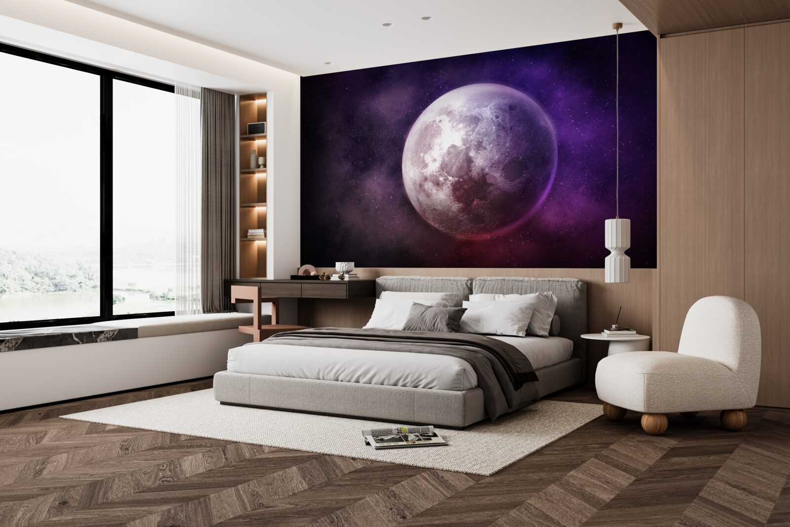 Fotobehang violette nuances van de maan