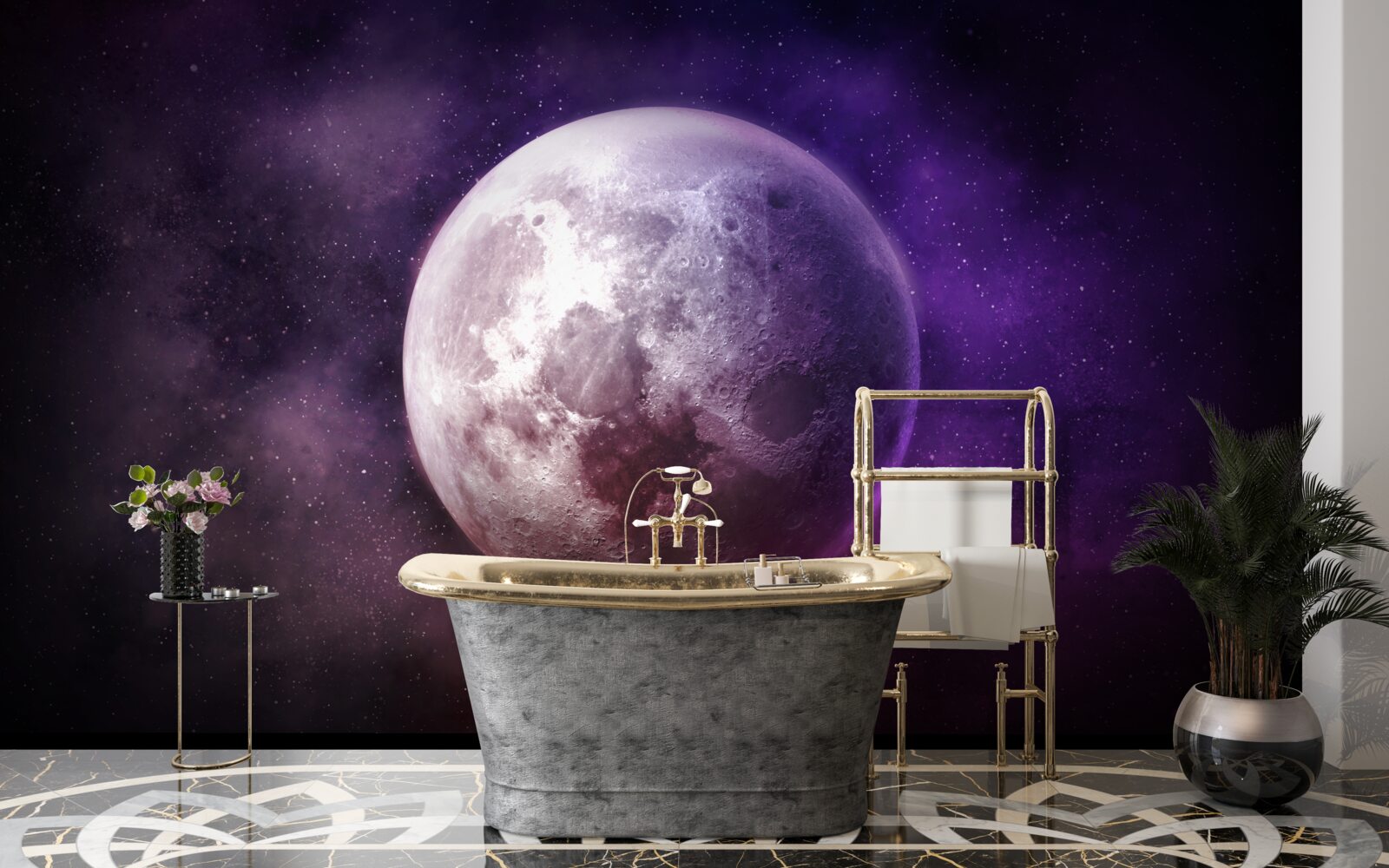 Fotobehang violette nuances van de maan