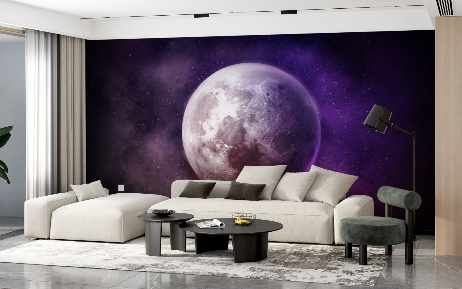 Fotobehang violette nuances van de maan