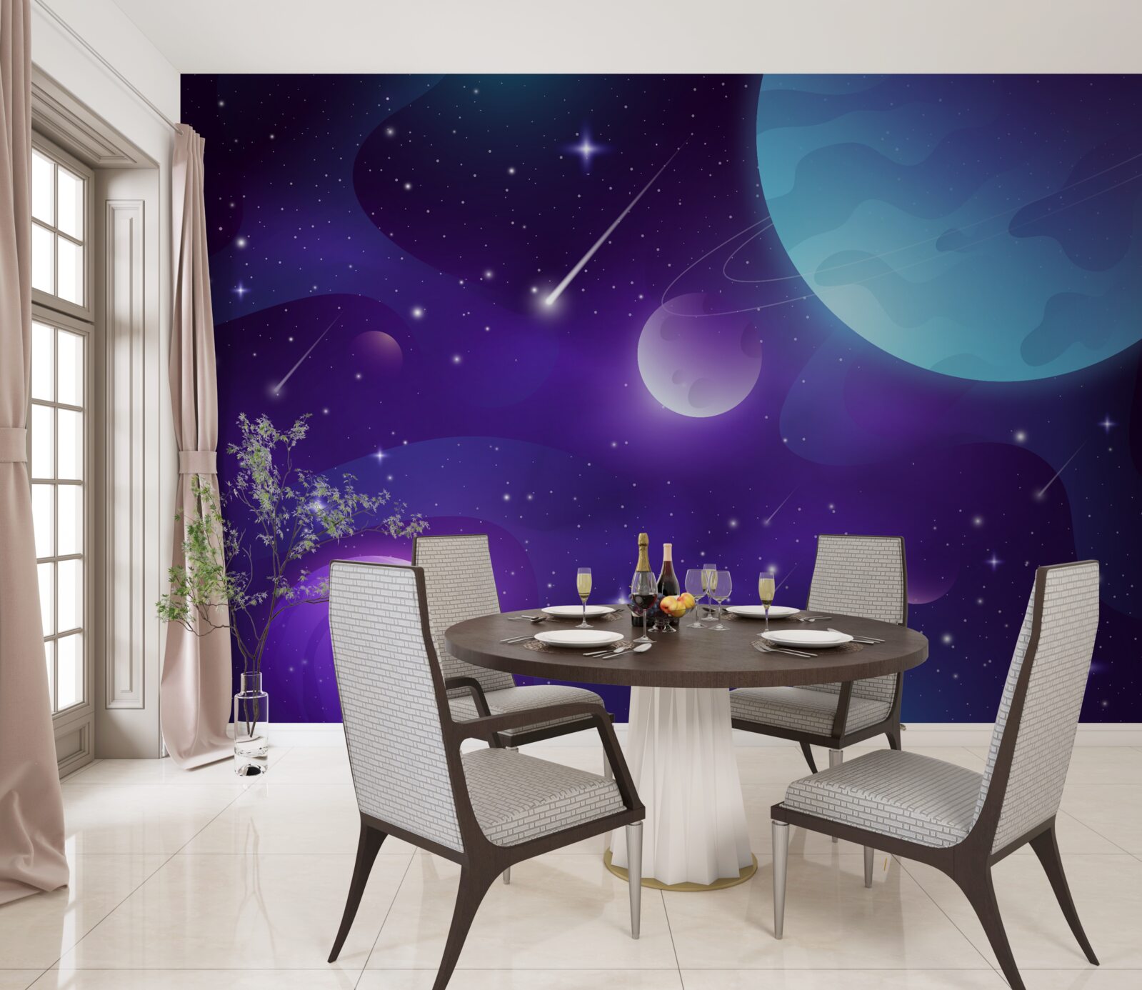 Fotobehang sterren en planeten in het heelal