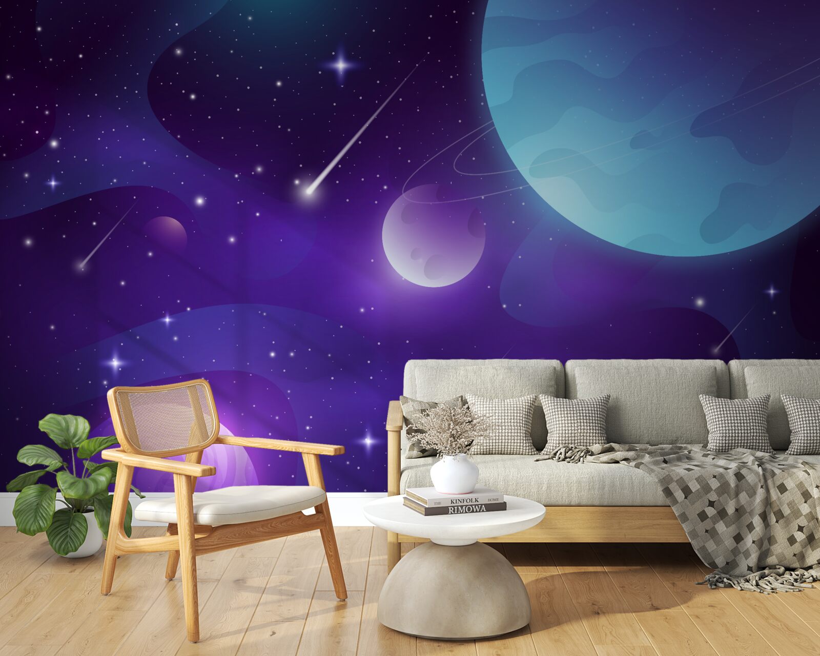 Fotobehang sterren en planeten in het heelal