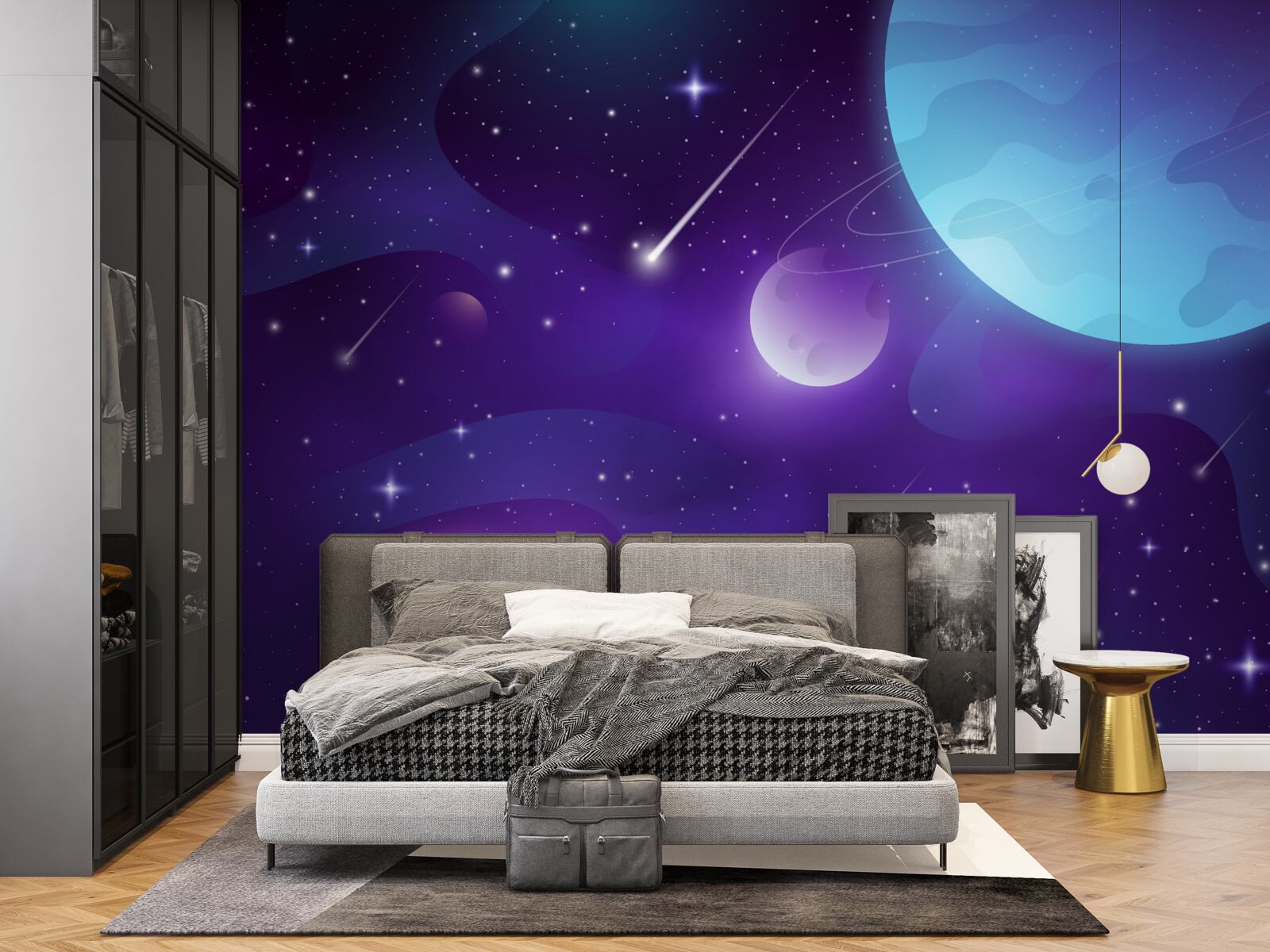 Fotobehang sterren en planeten in het heelal