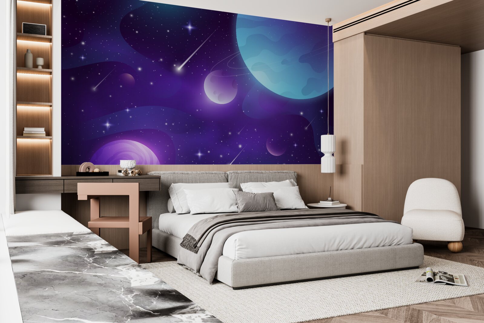 Fotobehang sterren en planeten in het heelal