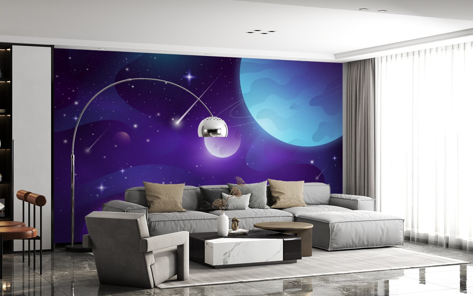 Fotobehang sterren en planeten in het heelal