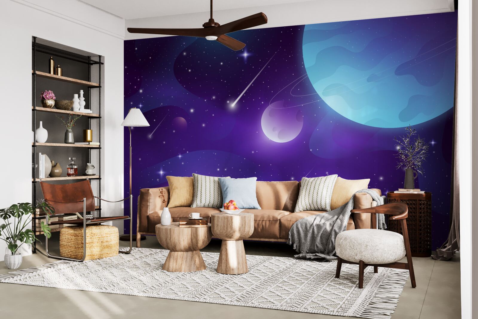 Fotobehang sterren en planeten in het heelal