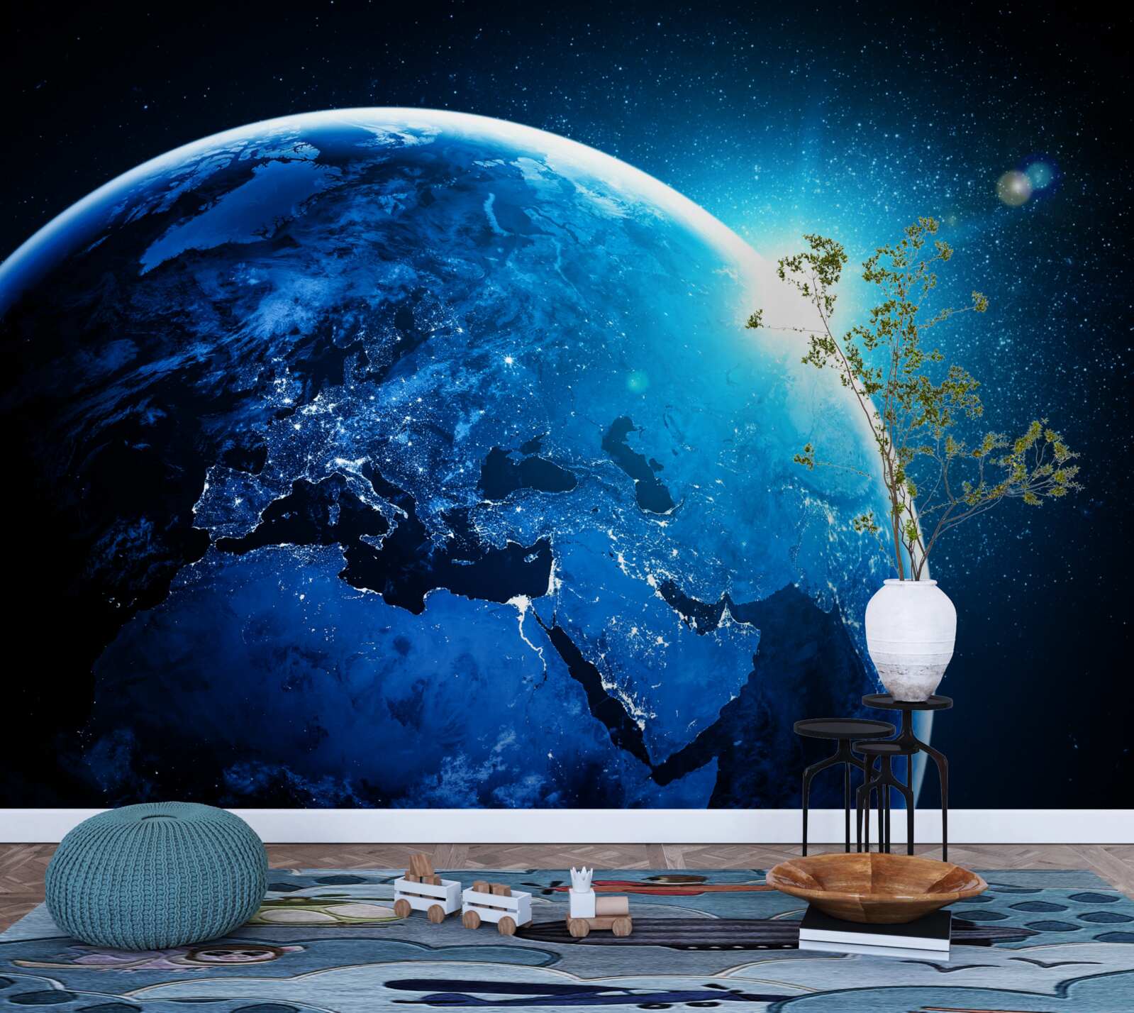 Fotobehang een koude dageraad omhulde de aarde