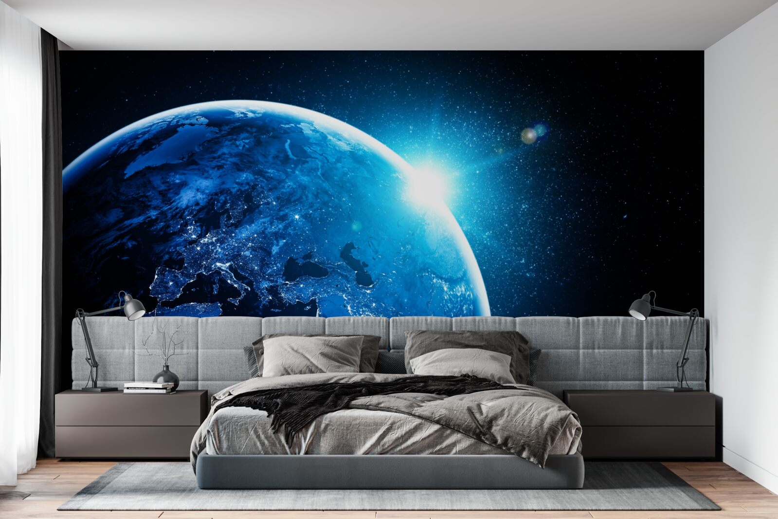 Fotobehang een koude dageraad omhulde de aarde