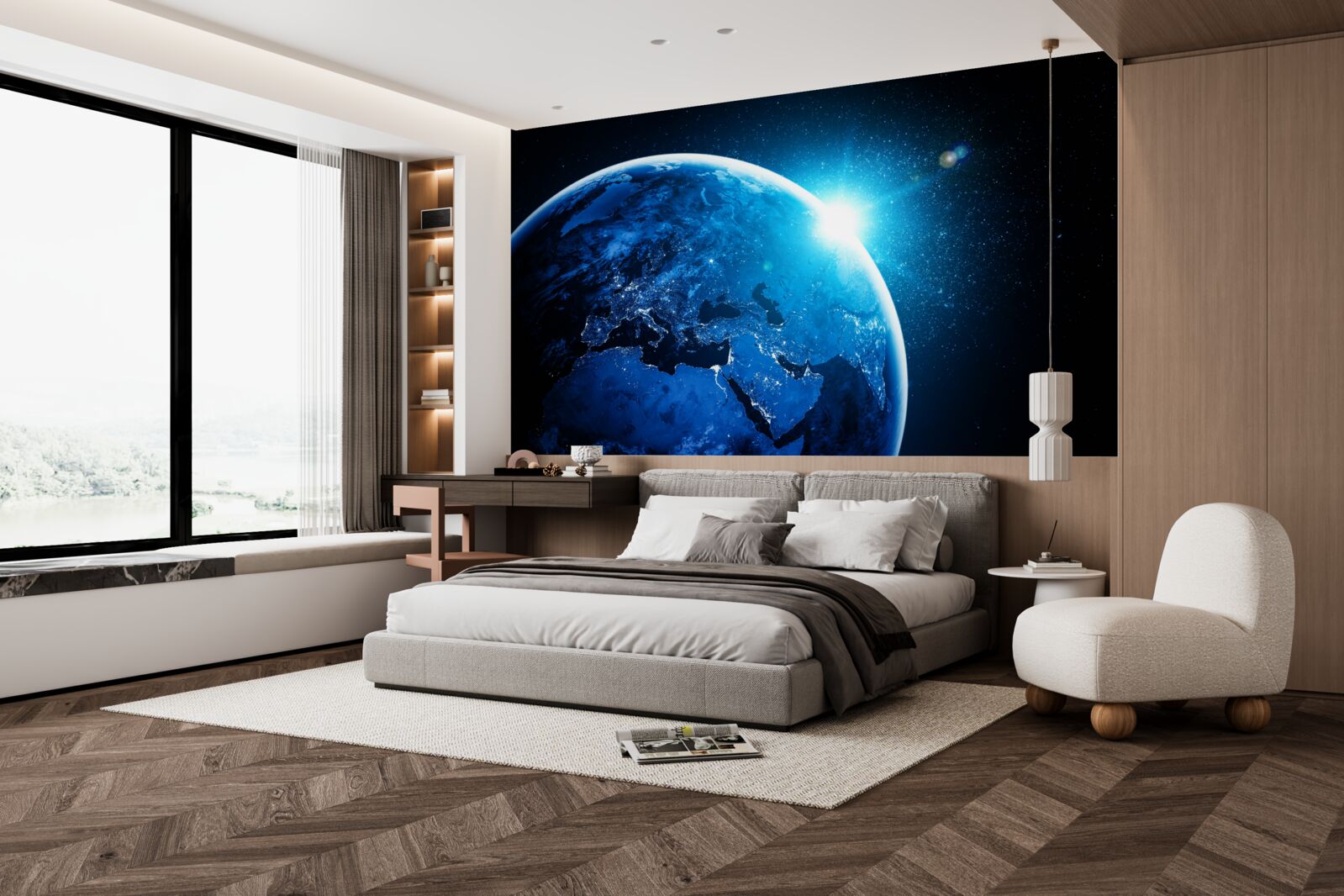 Fotobehang een koude dageraad omhulde de aarde