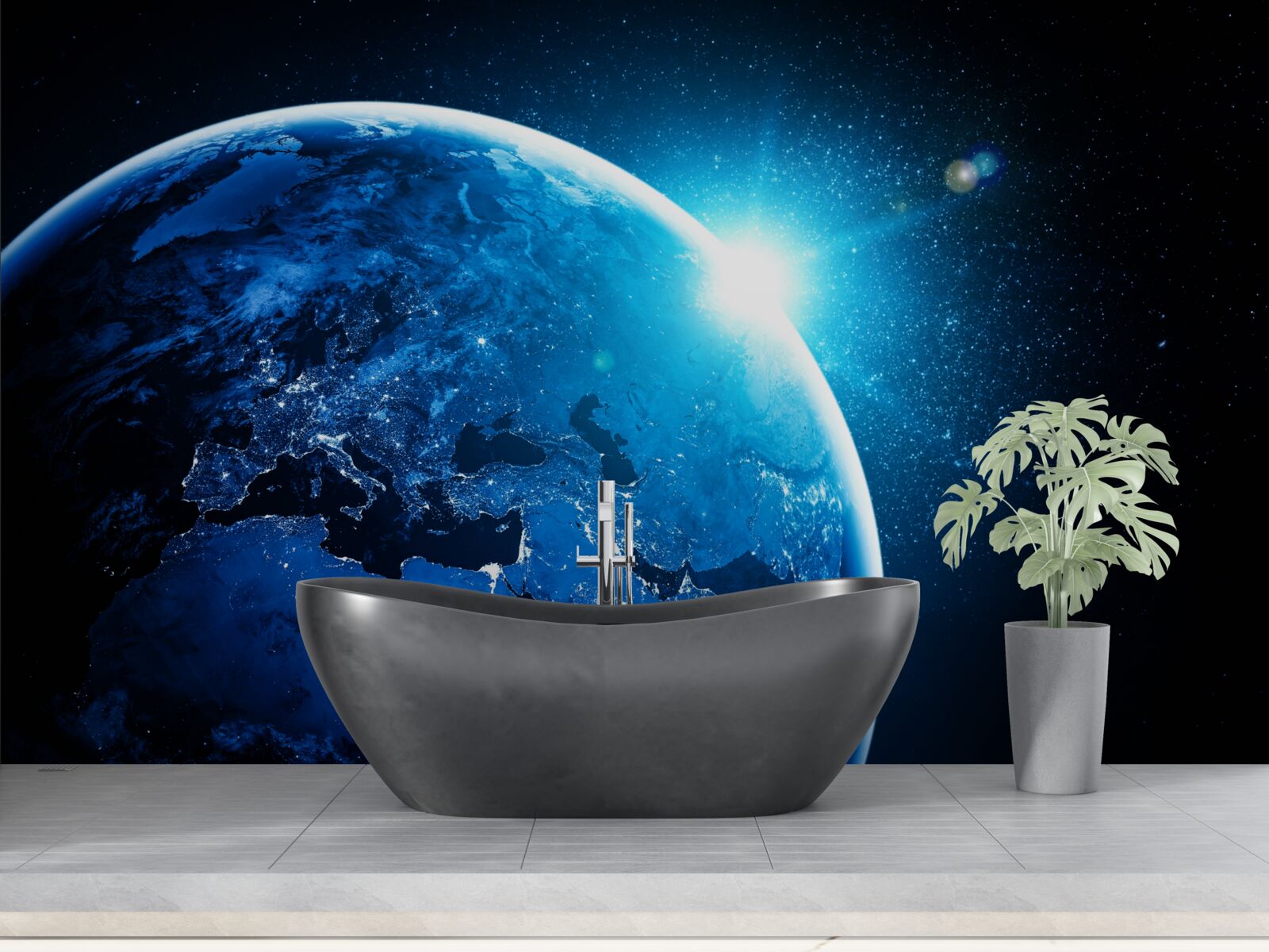 Fotobehang een koude dageraad omhulde de aarde