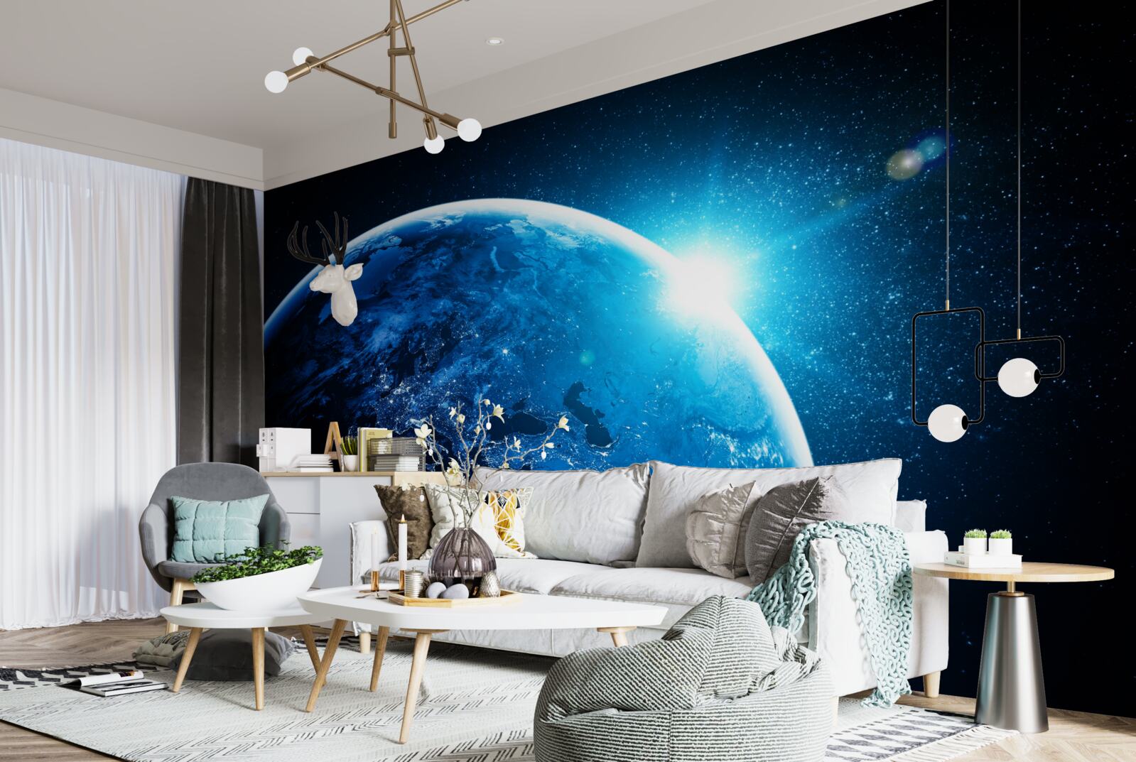 Fotobehang een koude dageraad omhulde de aarde