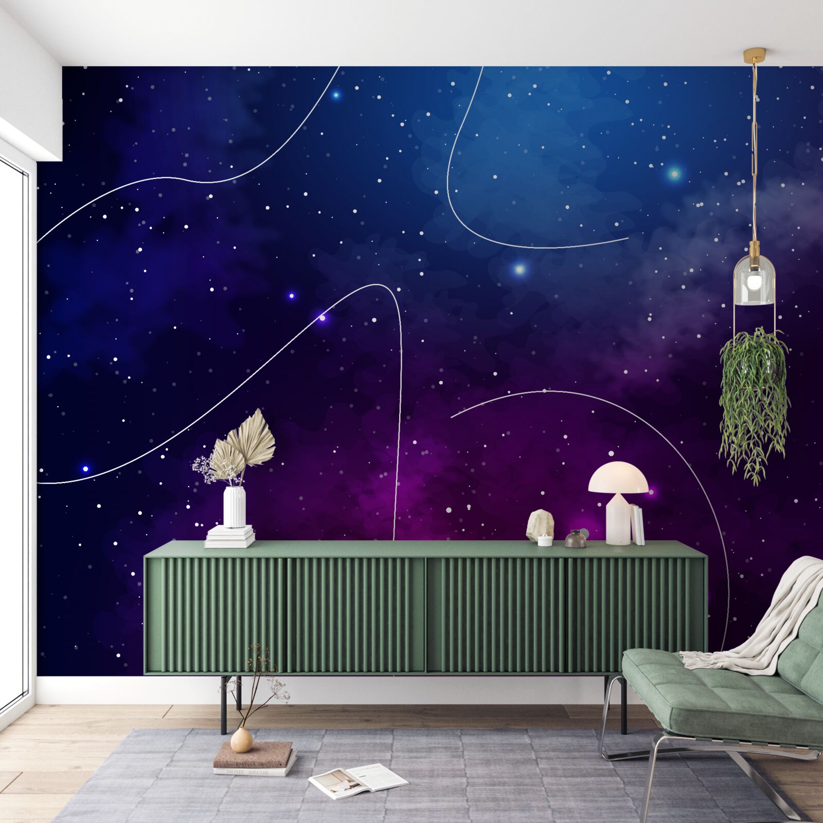 Fotobehang nacht ondergedompeld in kosmische duisternis