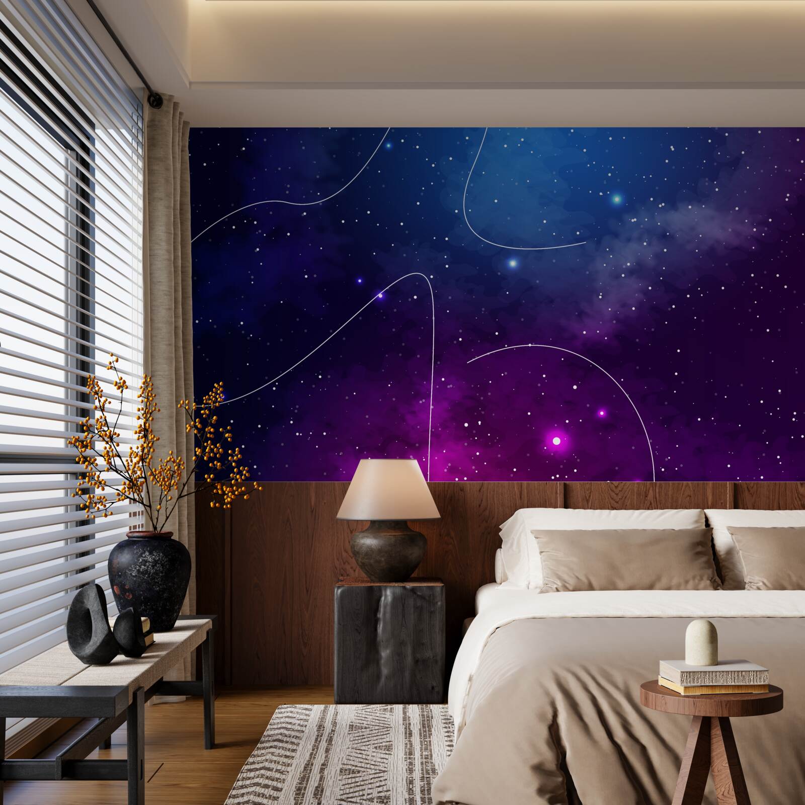 Fotobehang nacht ondergedompeld in kosmische duisternis