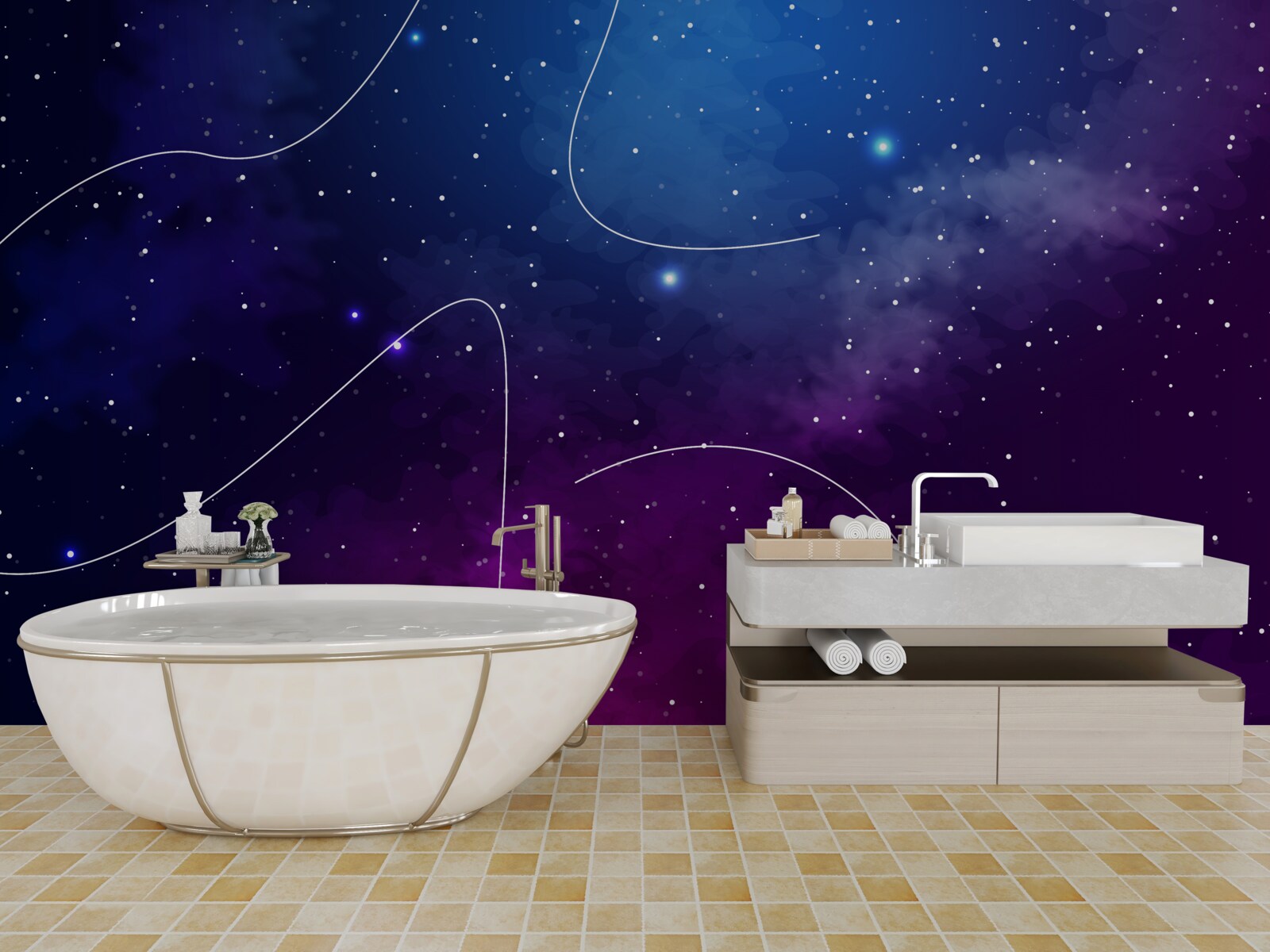 Fotobehang nacht ondergedompeld in kosmische duisternis