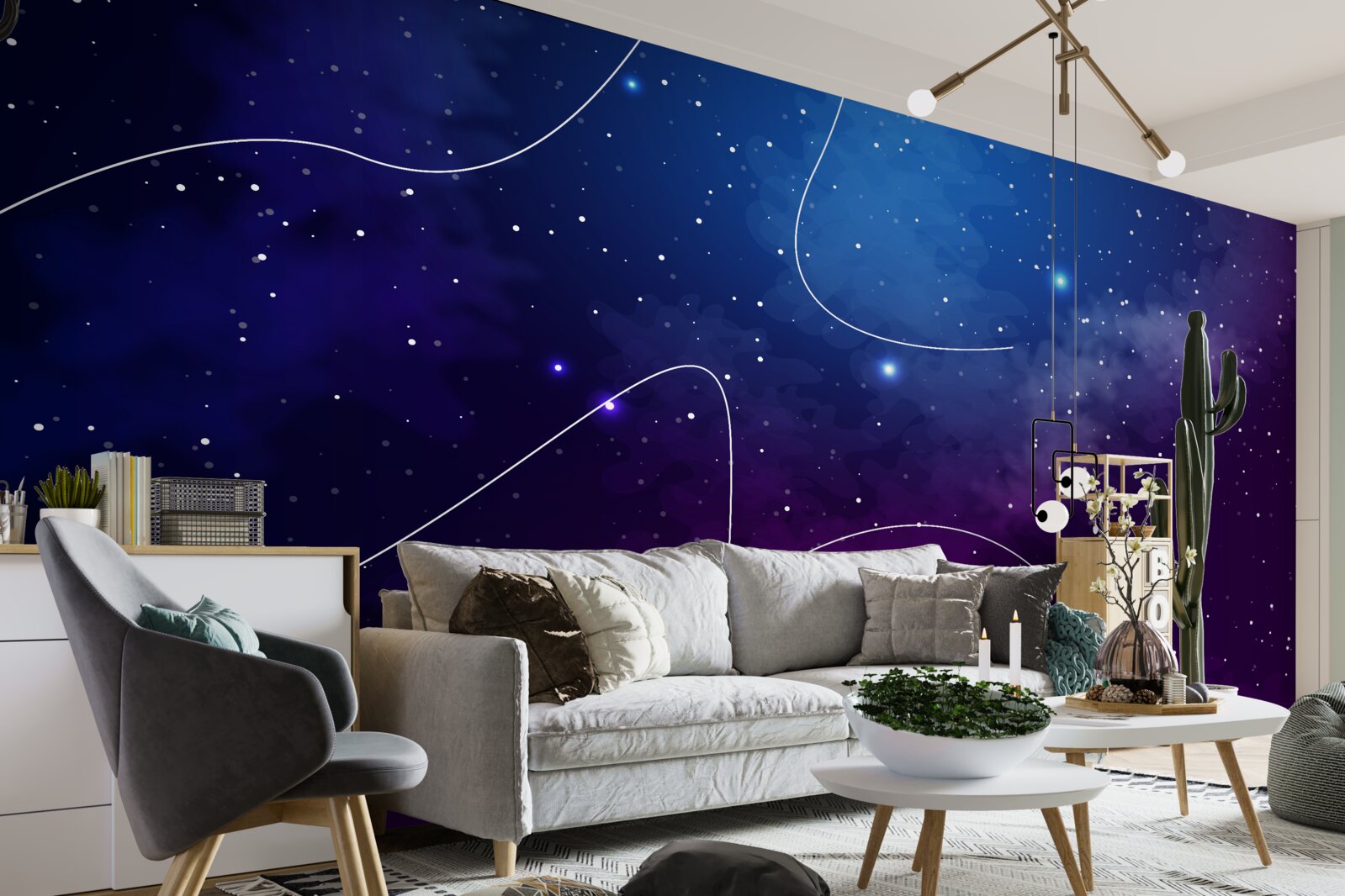 Fotobehang nacht ondergedompeld in kosmische duisternis