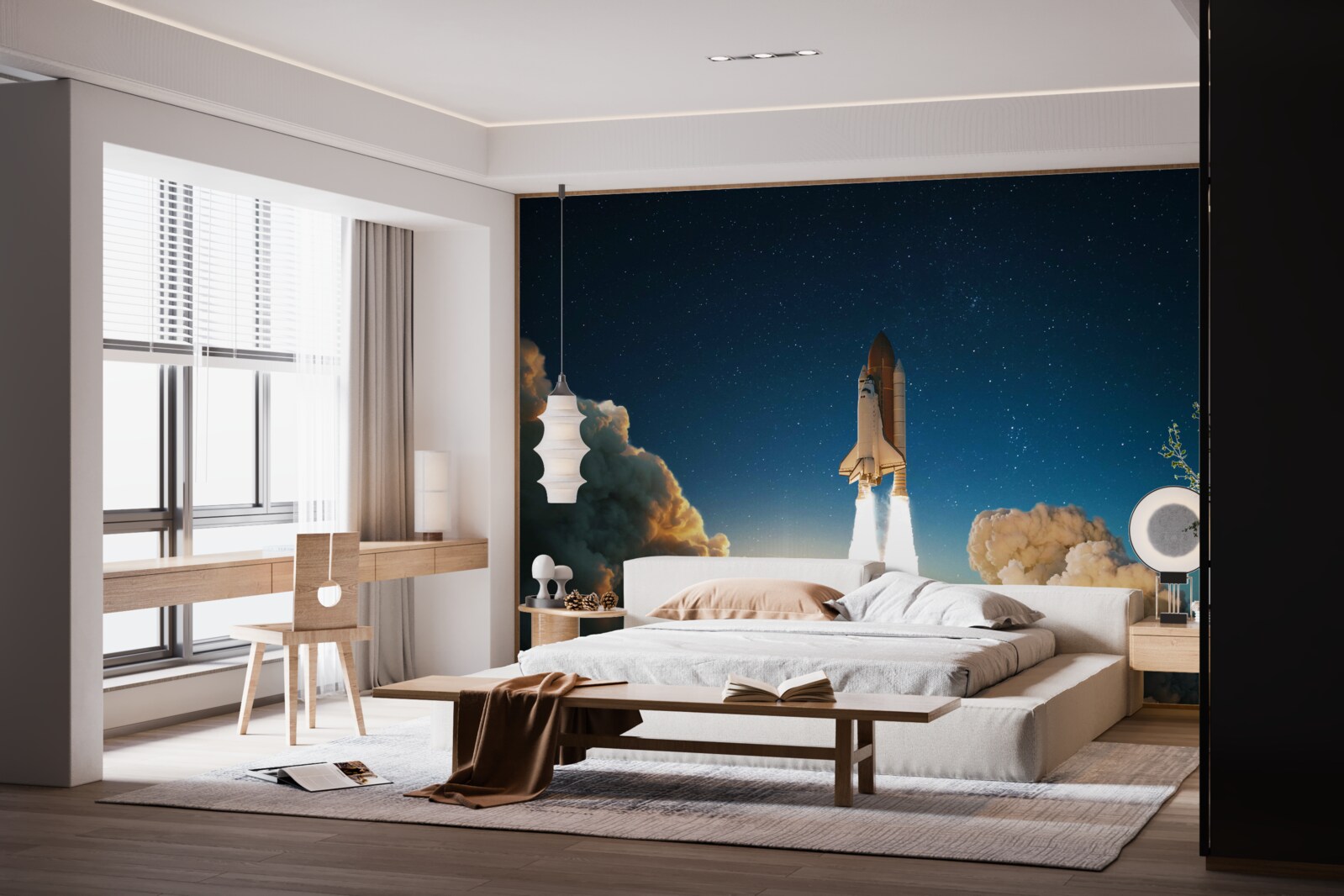 Fotobehang ruimteschip begint aan ruimtereis