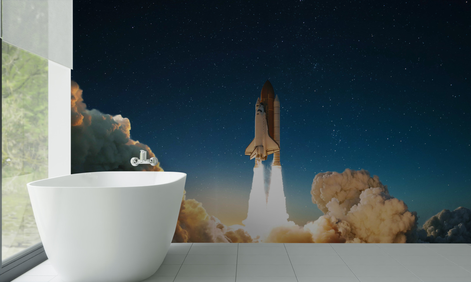 Fotobehang ruimteschip begint aan ruimtereis