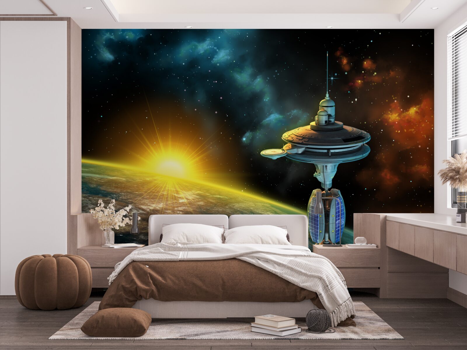 Fotobehang ruimtestation in een baan