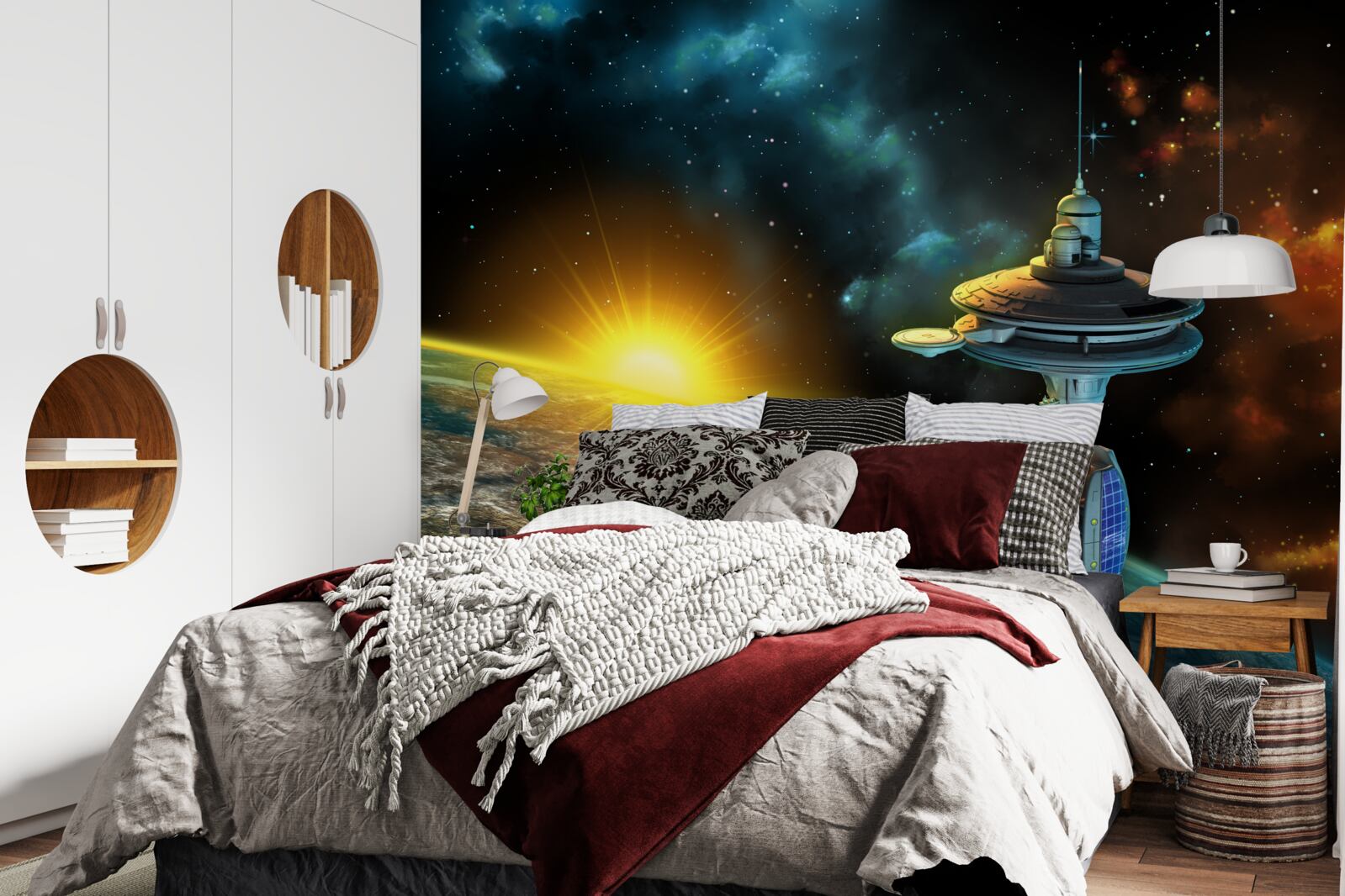 Fotobehang ruimtestation in een baan