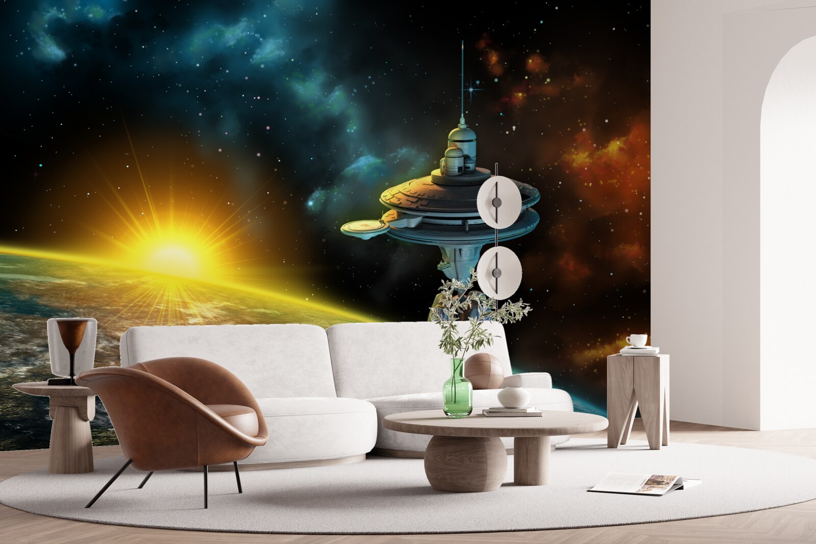 Fotobehang ruimtestation in een baan