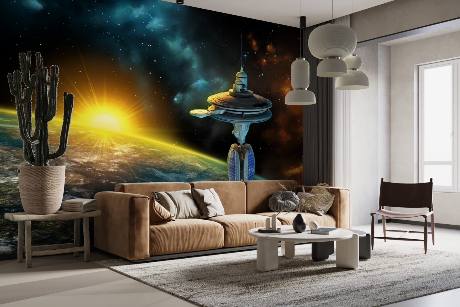 Fotobehang ruimtestation in een baan